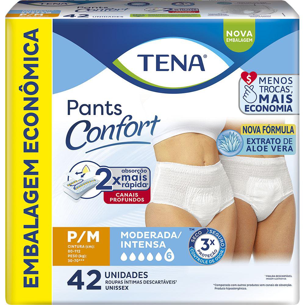 Roupa Intima Descartavel Tena Pants Confort P/M 42 Un