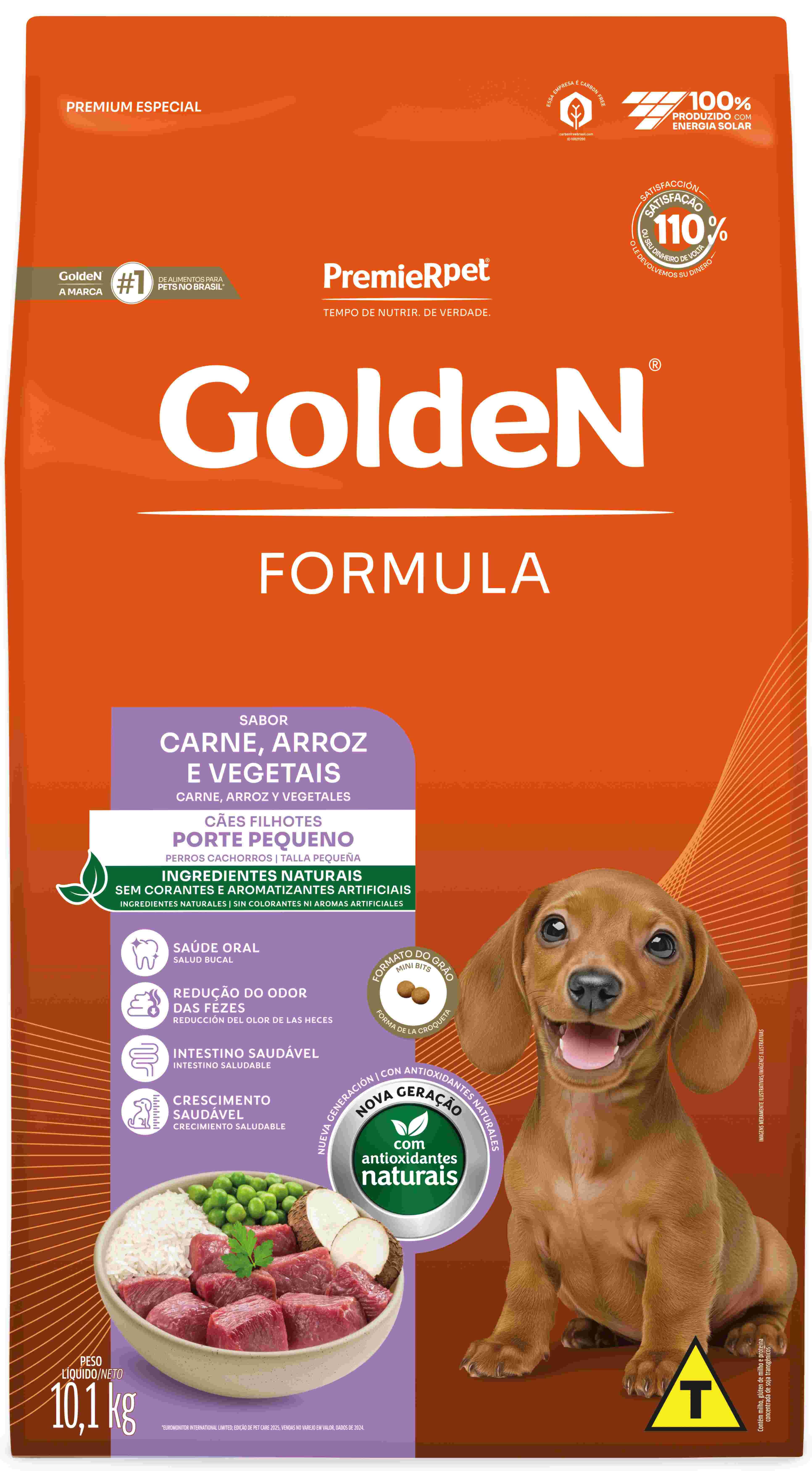 Golden Formula Caes Filhotes Porte Pequeno Carne E Arroz Mini Bits 10,1Kg