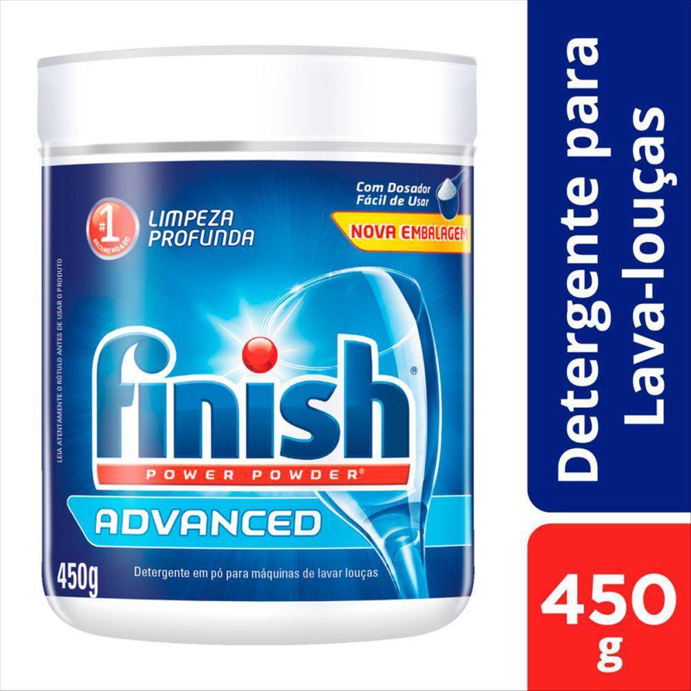 Finish Power Powder Advanced Detergente Para Lava Loucas Em Po 450G