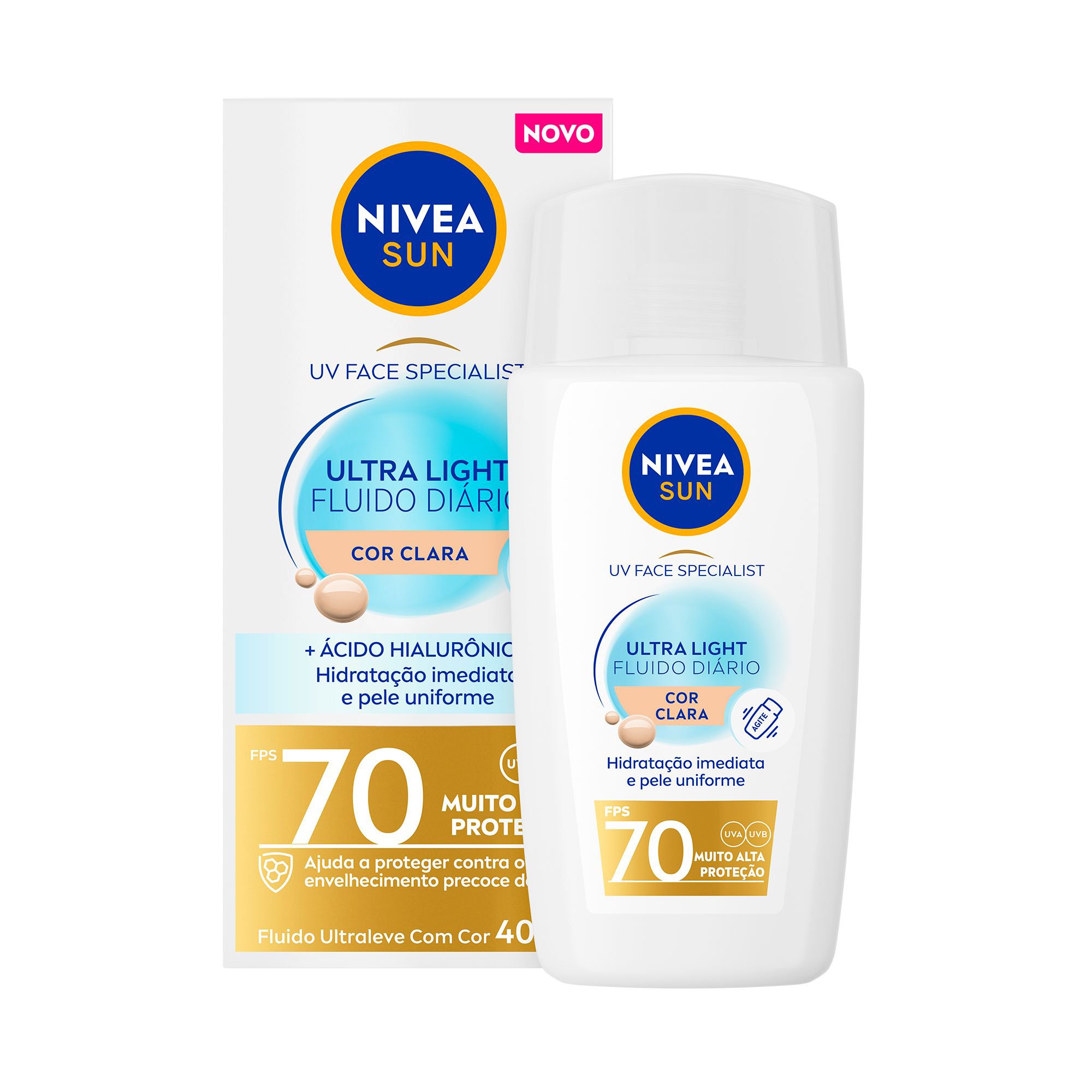Nivea Sun Uv Face Specialist Ultra Light Fluido Diario Fps 70 Cor Clara 40Ml