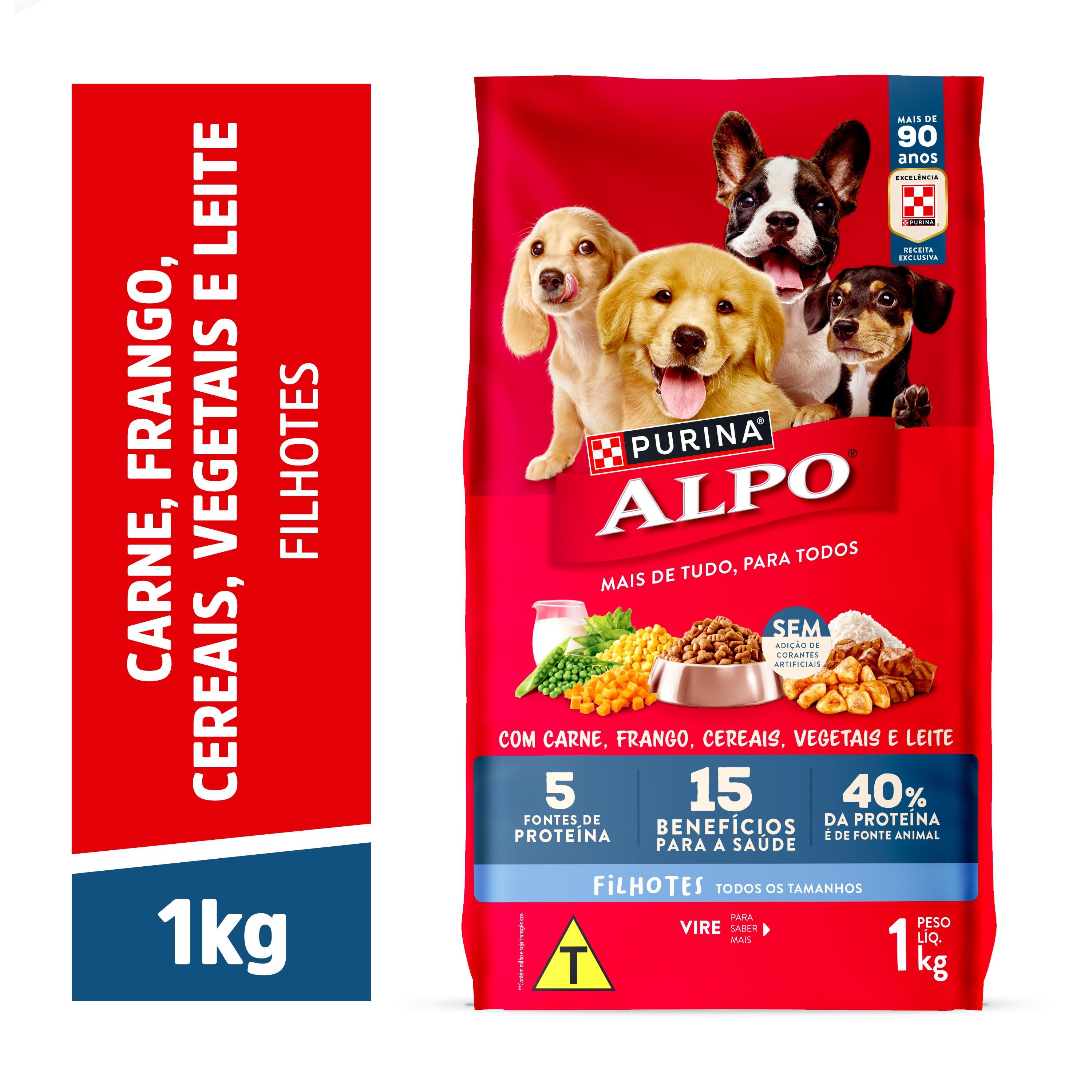 Racao Seca Purina® Alpo® Para Caes Filhotes Carne, Frango, Cereais, Vegetais E Leite 1Kg