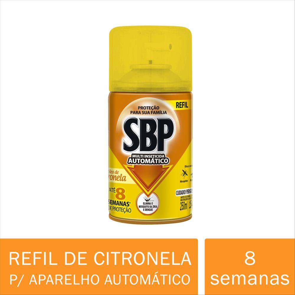 Sbp Multi Inseticida Automatico Oleo Citronela Refil 250Ml - Duracao Ate 8 Semanas