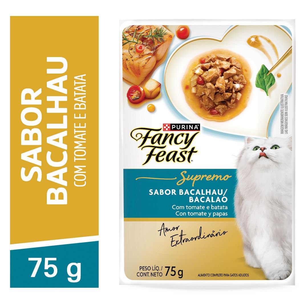 Racao Umida Purina® Fancy Feast® Supremo Bacalhau Para Gatos Adultos 75G - 15 Un