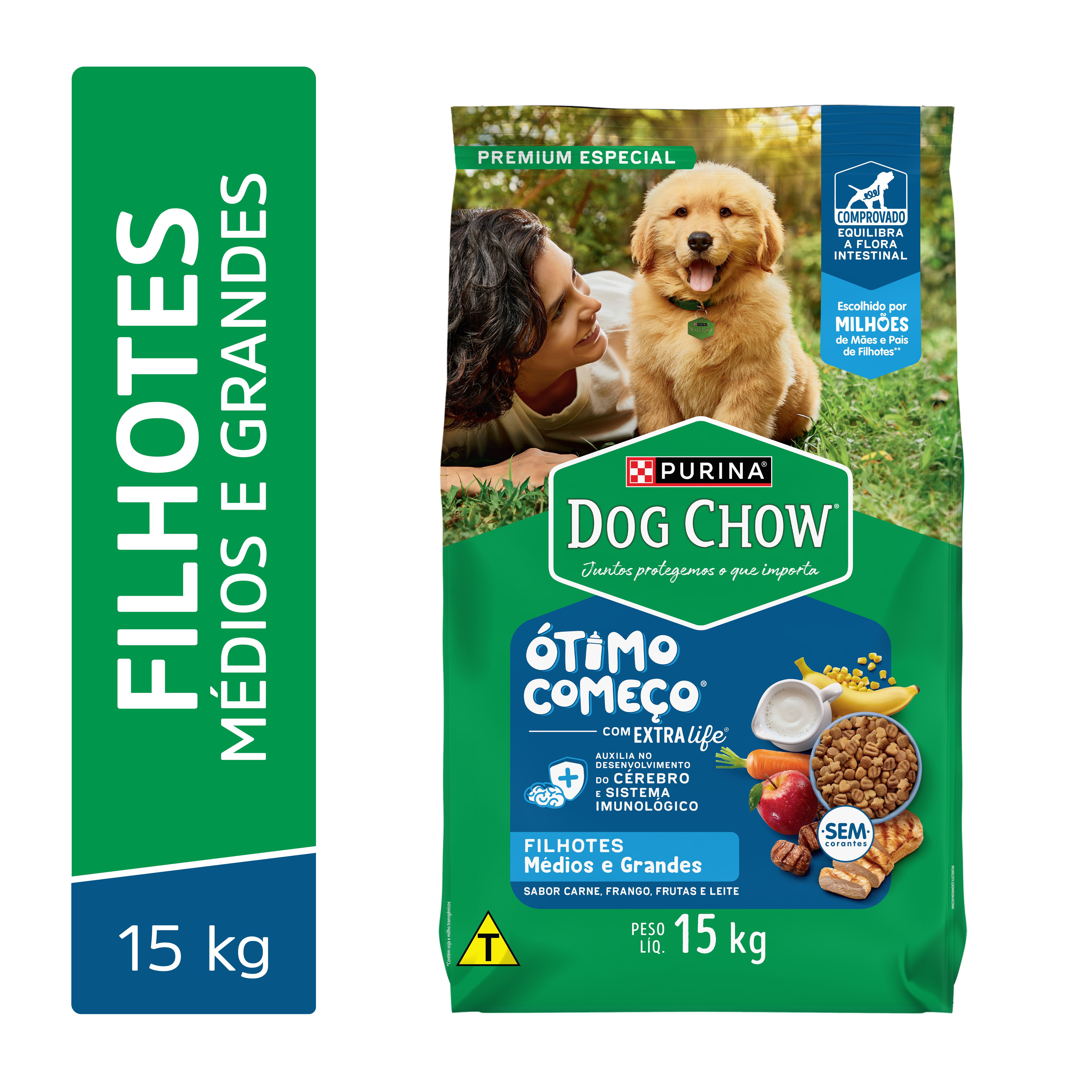 Racao Seca Purina® Dog Chow® Otimo Comeco® Para Caes Filhotes Medios & Grandes Carne, Frango & Arroz 15Kg