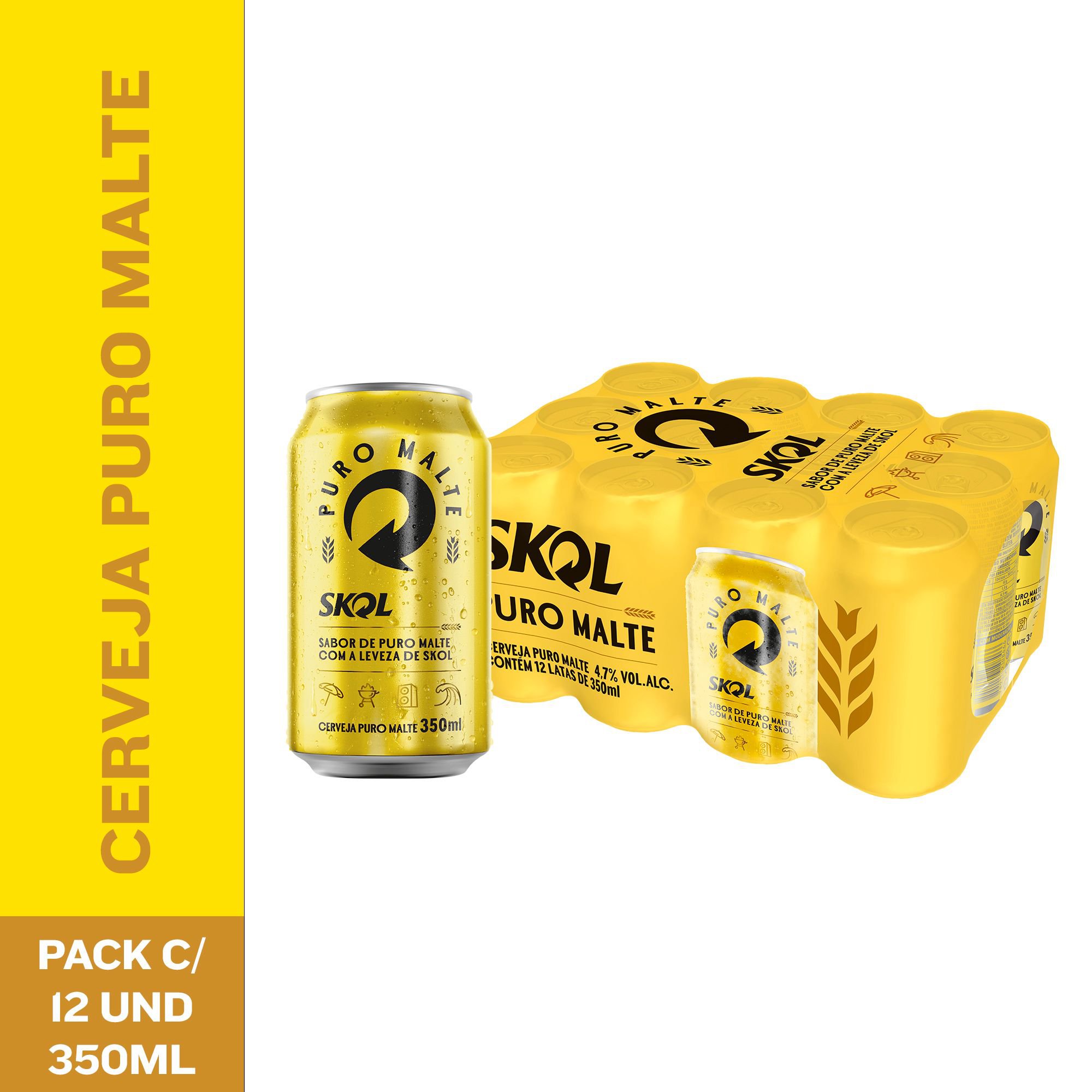 Cerveja Skol Puro Malte 350Ml Pack C/12