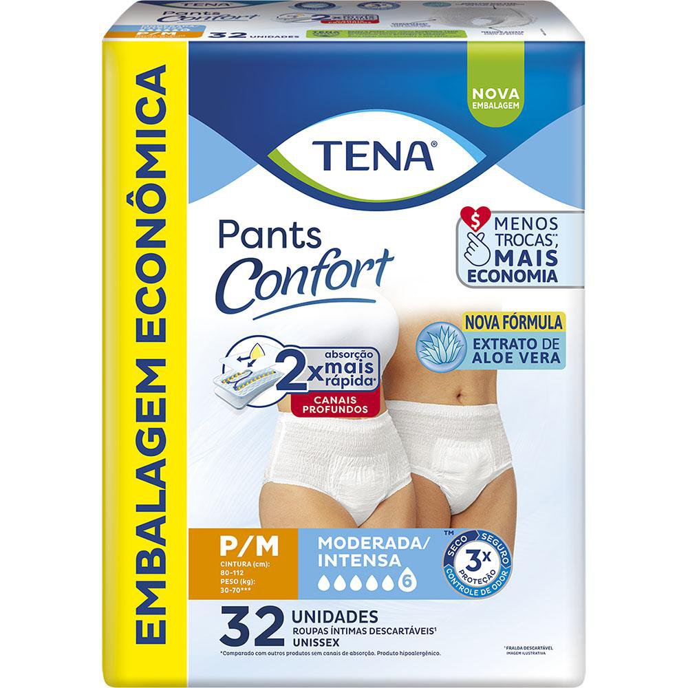 Roupa Intima Descartavel Tena Pants Confort P/M 32 Un Emb Economica