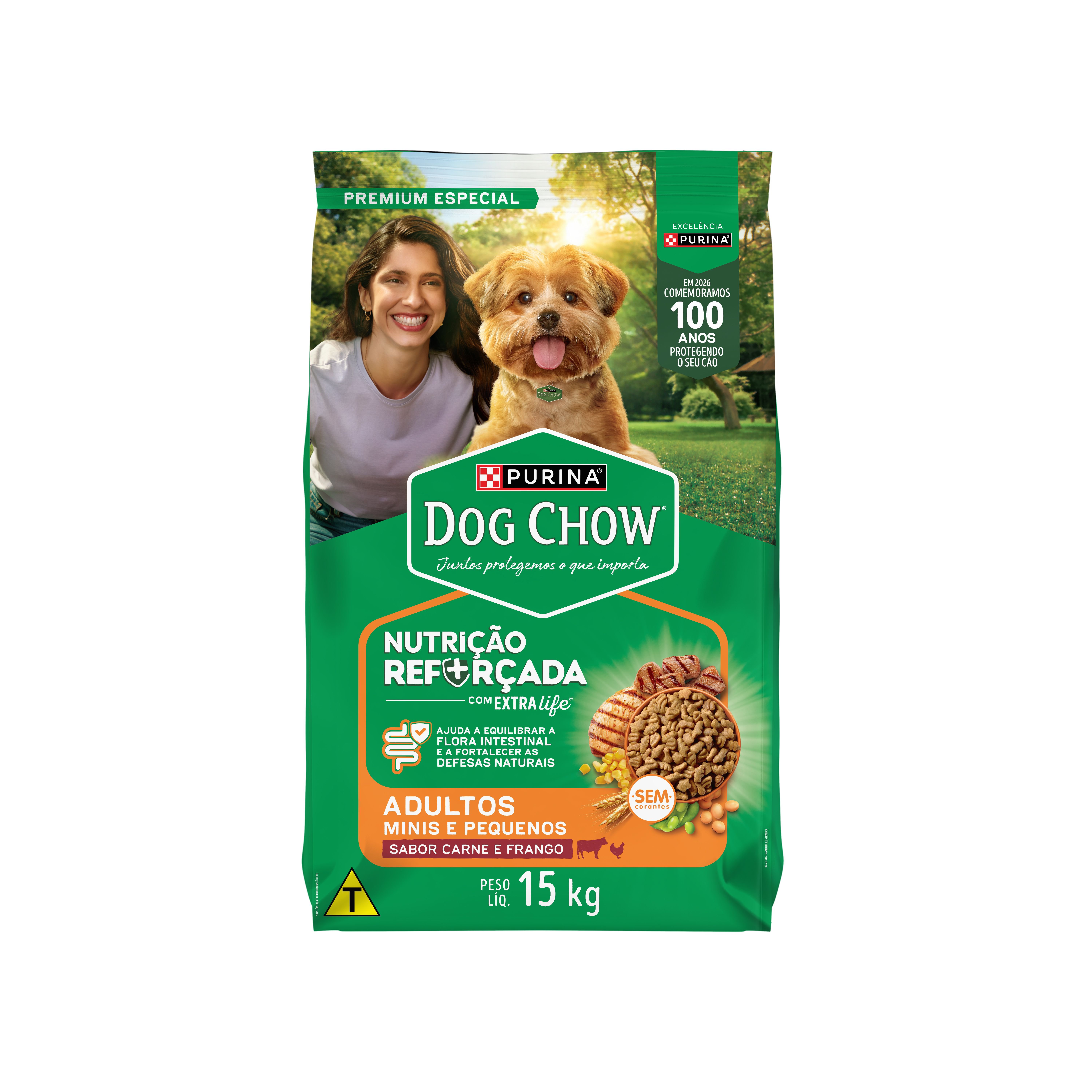 Racao Seca Purina® Dog Chow® Nutricao Reforcada Para Caes Adultos Minis E Pequenos Carne, Frango E Arroz 15Kg