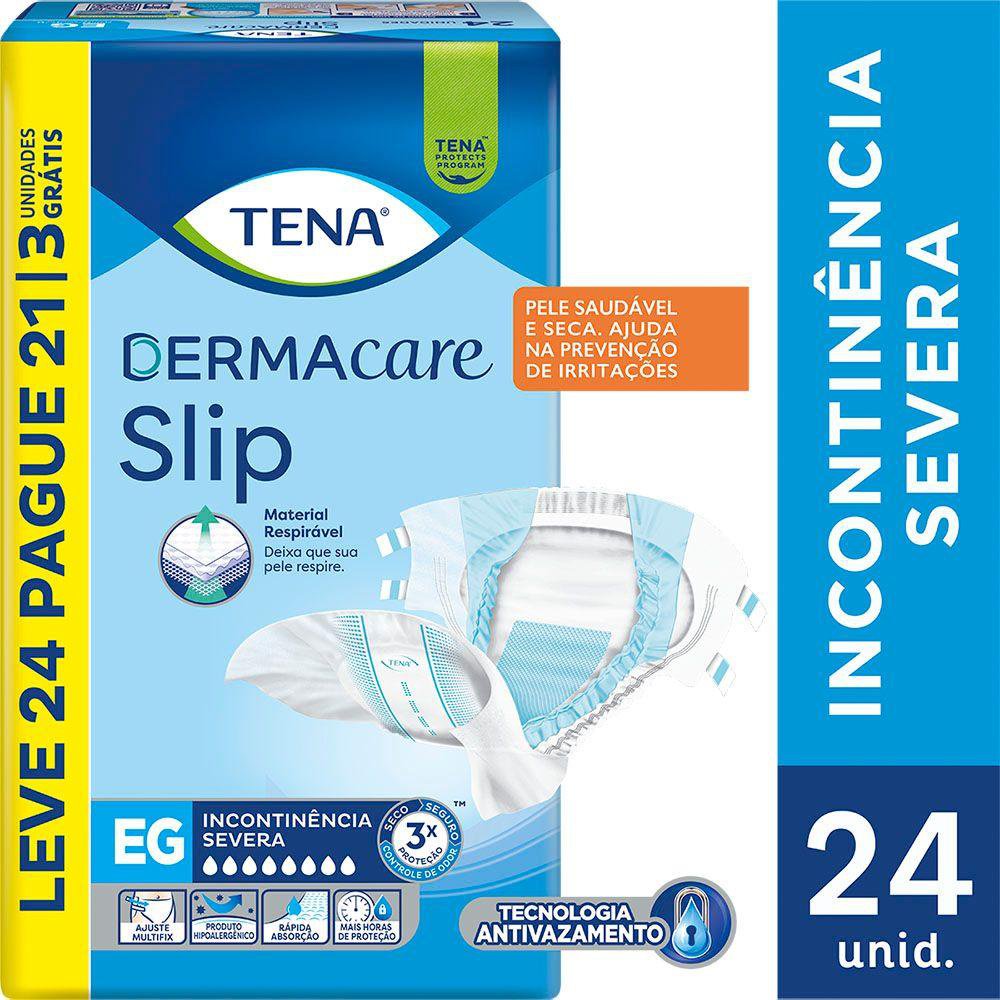 Fralda Adulto Tena Slip Dermacare Eg Leve 24 Pague 21 Un
