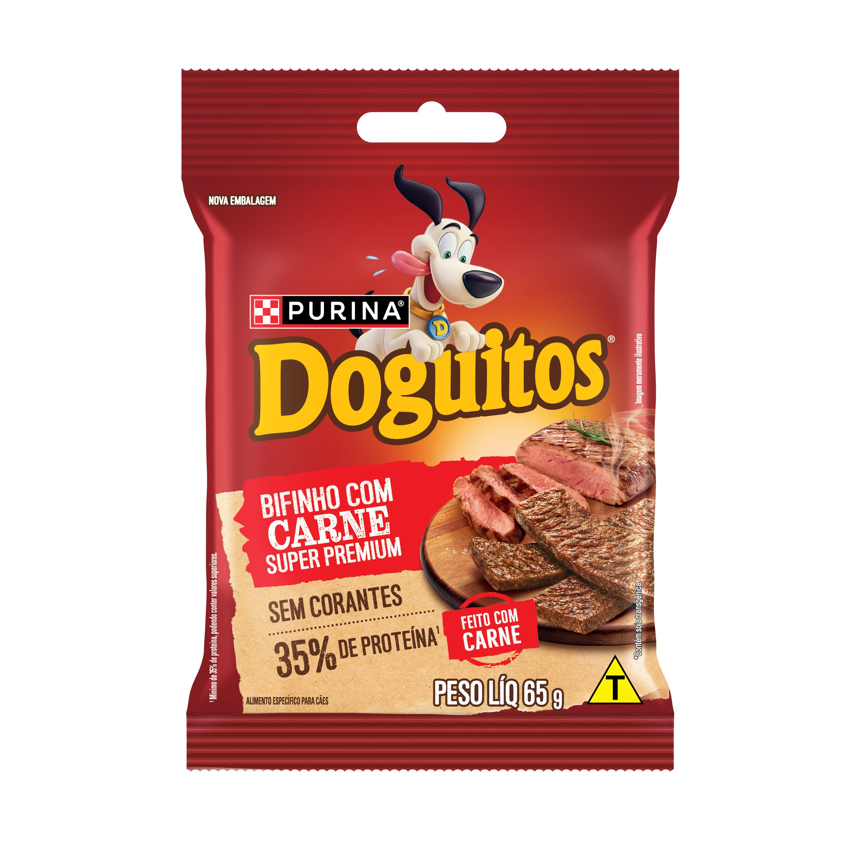 Petisco Bifinho Purina® Doguitos® Para Caes Adultos Carne 65G