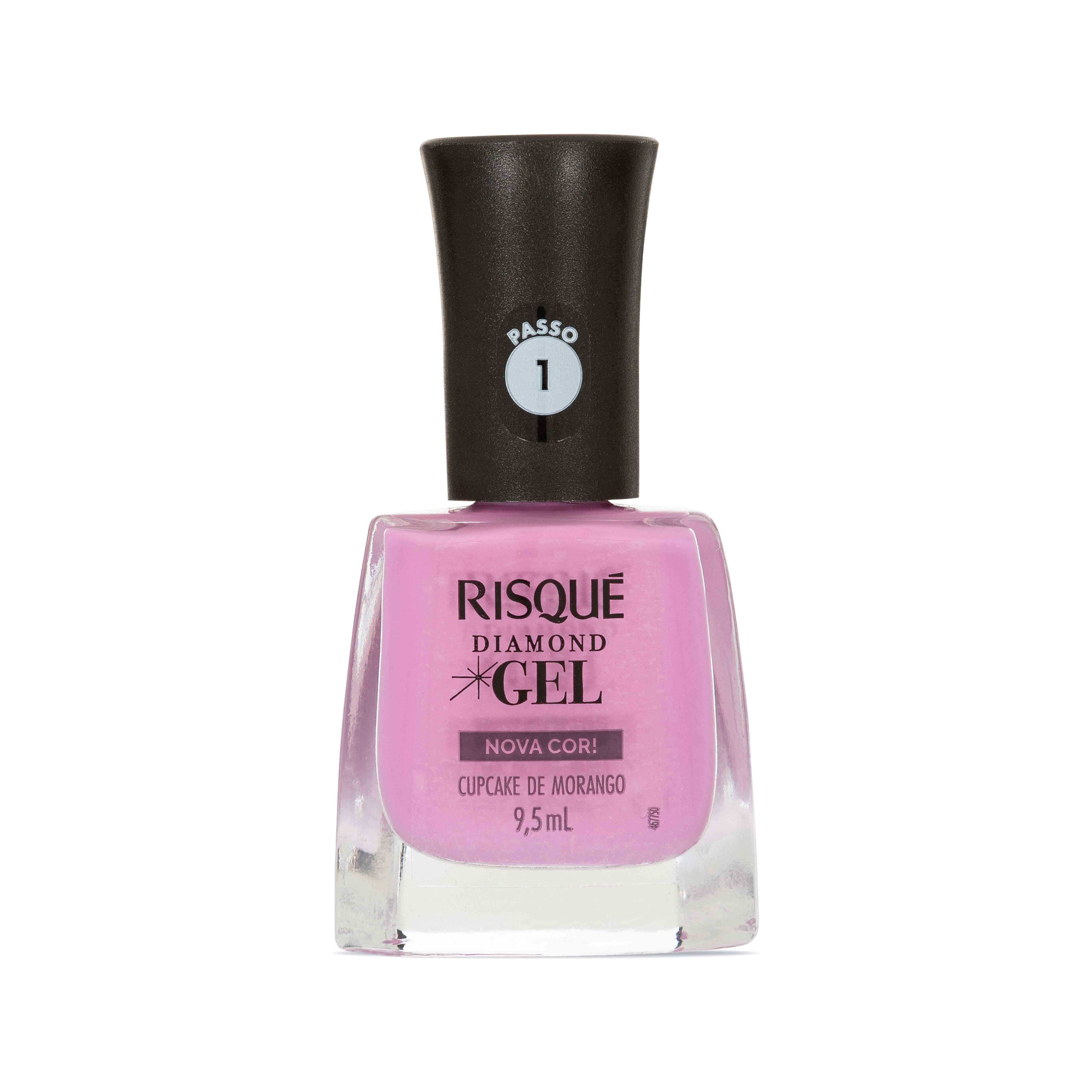 Esmalte Rosa Risque Diamond Gel Cupcake Morango Cremoso 9,5 Ml