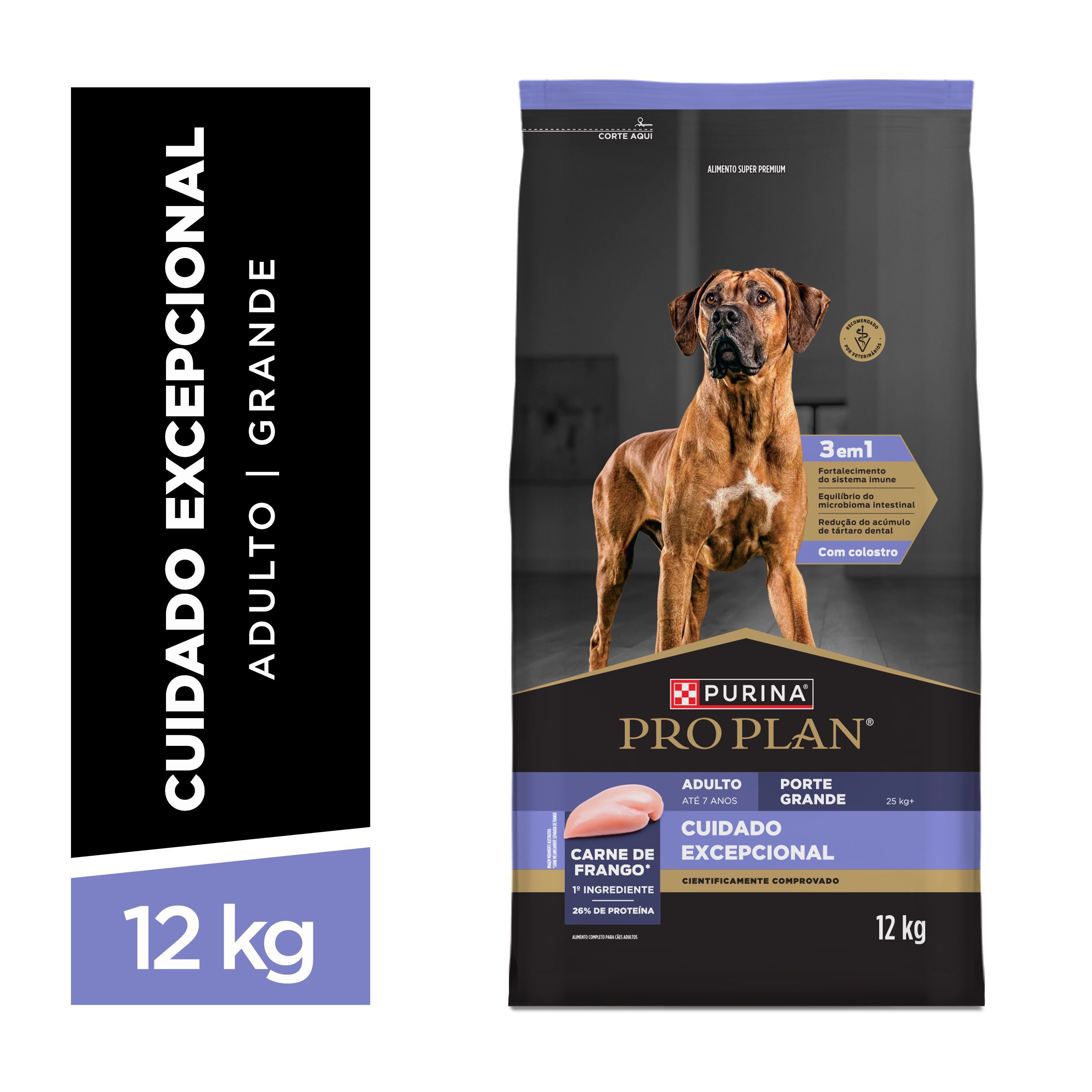 Racao Seca Purina® Pro Plan® Cuidado Excepcional Para Caes Adultos Porte Grande Sabor Frango 12Kg