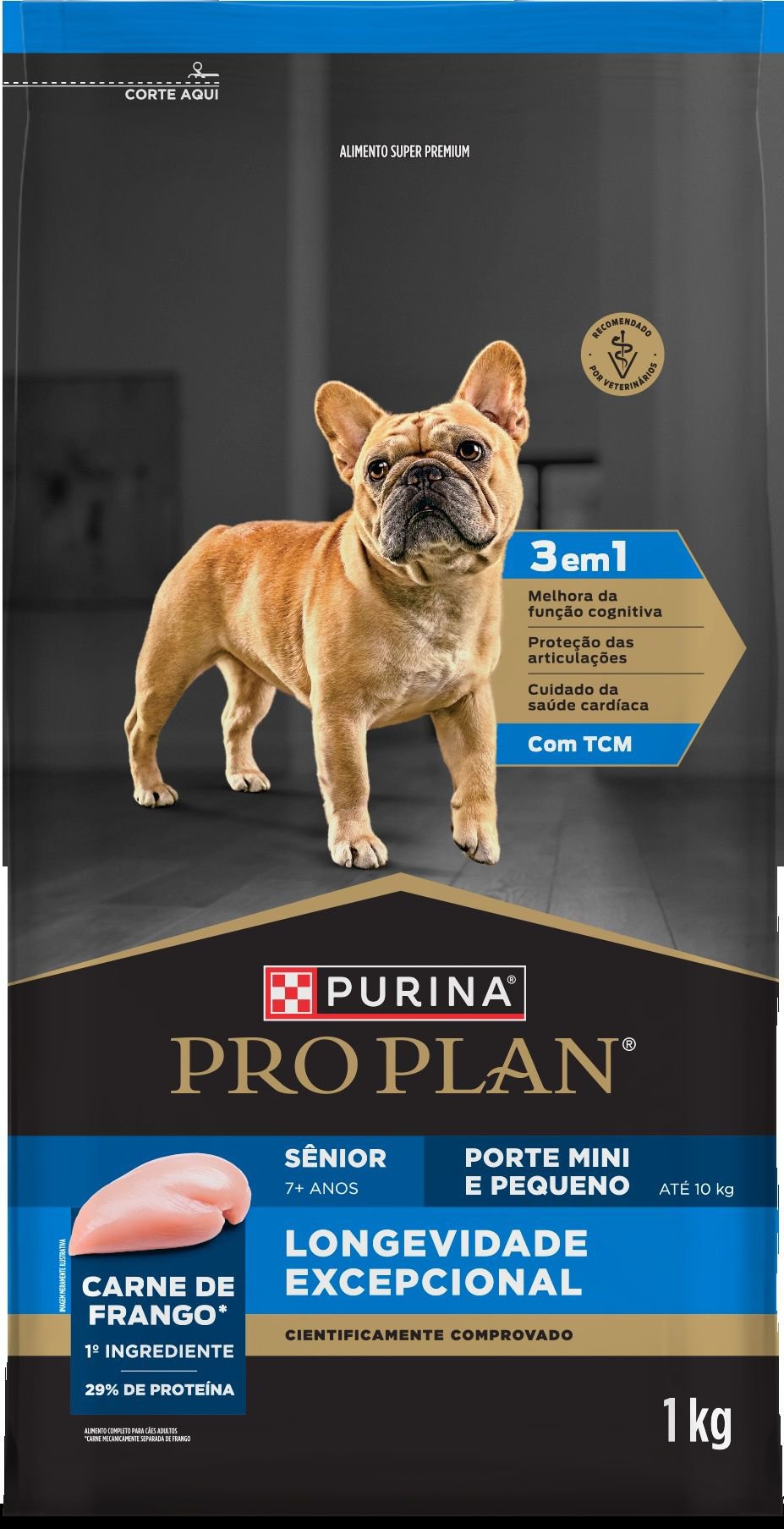 Racao Seca Purina® Pro Plan® Longevidade Excepcional Para Caes Senior C/ Mais 7 Anos Porte Mini E Pequeno Sabor Frango 1Kg