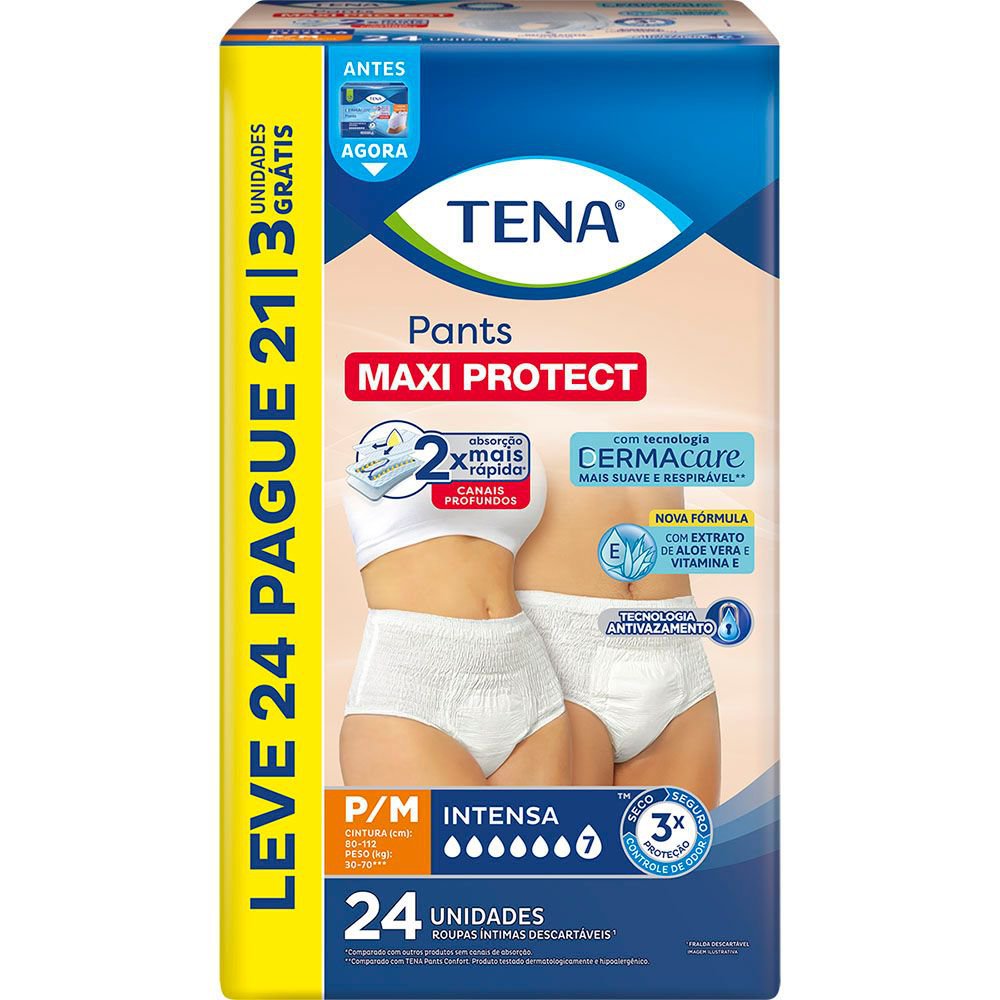 Roupa Intima Tena Pants Maxi Protect P/M Leve 24 Pague 21 Un