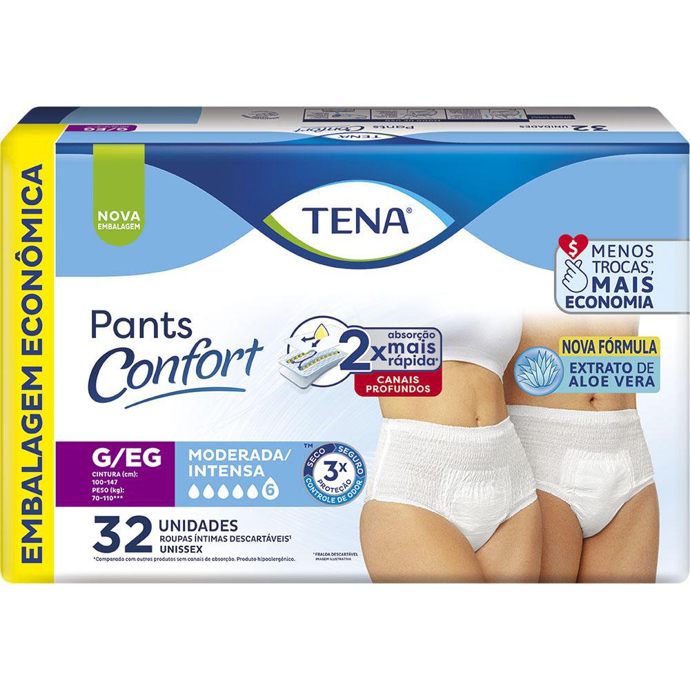 Roupa Intima Descartavel Tena Pants Confort G/Eg 32 Un Emb Economica