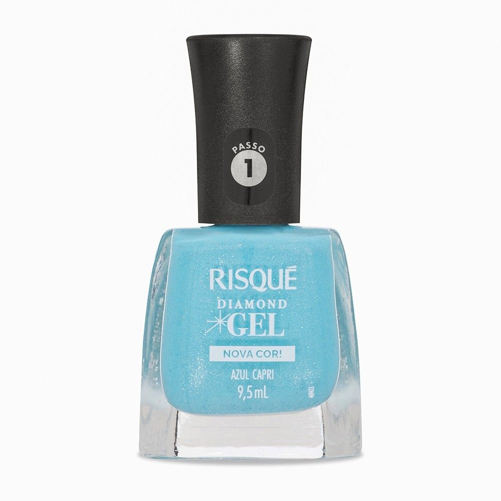 Esmalte Azul Risque Diamond Gel Azul Capri Glitter 9,5Ml