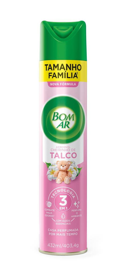 Aromatizador Bom Ar Aerossol Cheirinho Talco 432Ml Oferta