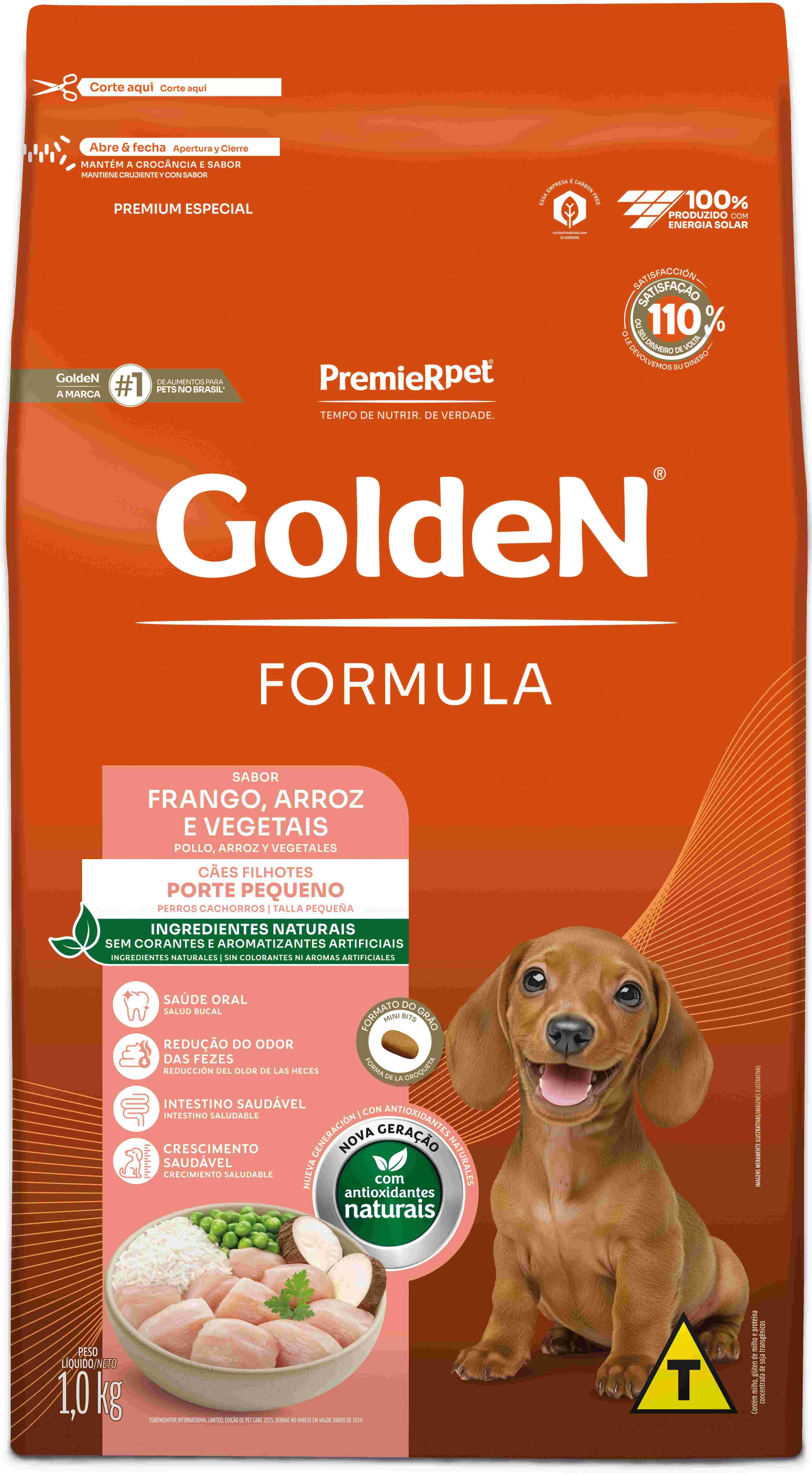 Golden Formula Caes Filhotes Pequeno Porte Frango E Arroz Mini Bits 1Kg