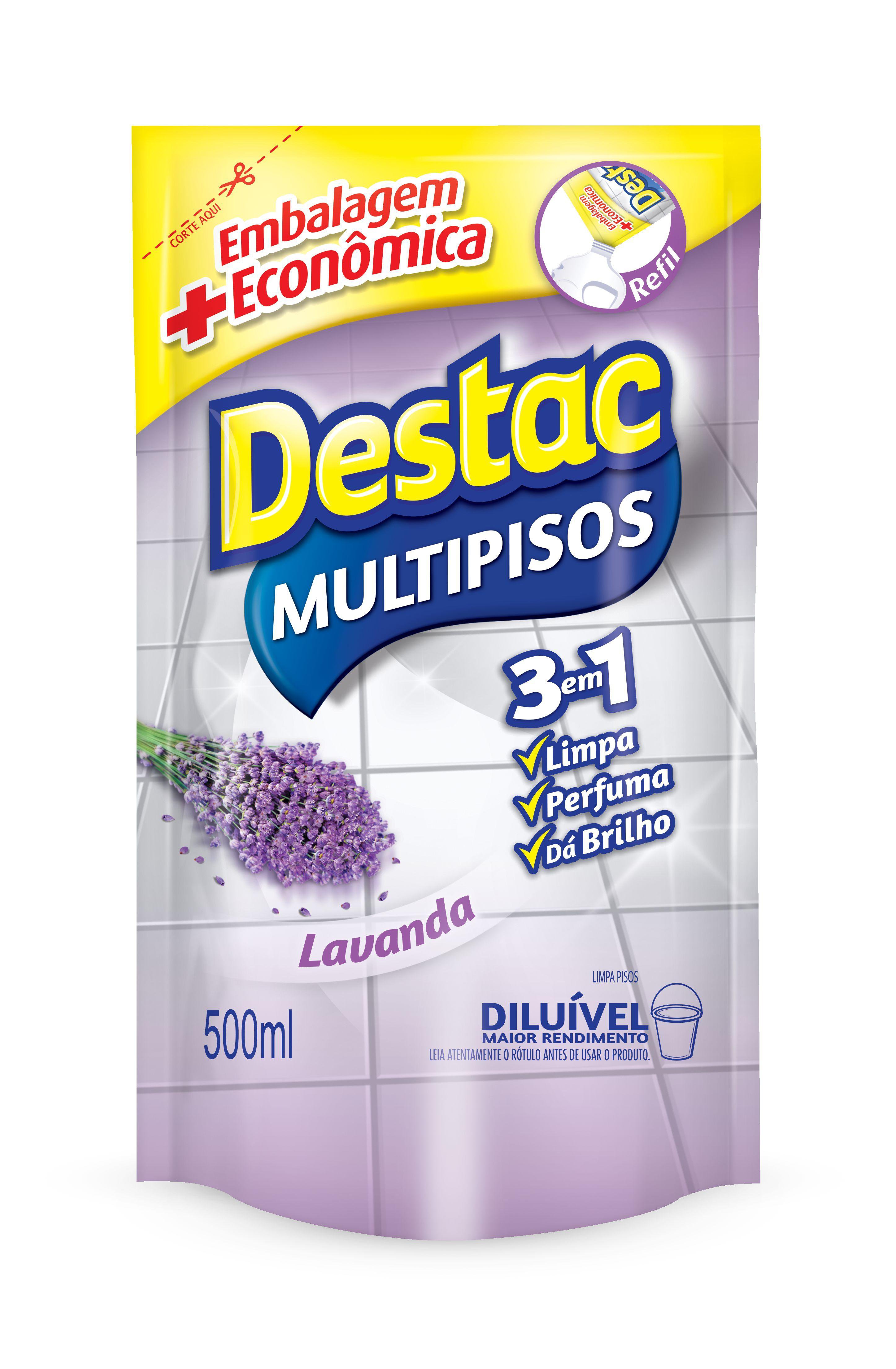 Limpa Piso Multipisos Diluivel Destac 500Ml Lavanda E Alfazema Refil Economico  🔥🔥