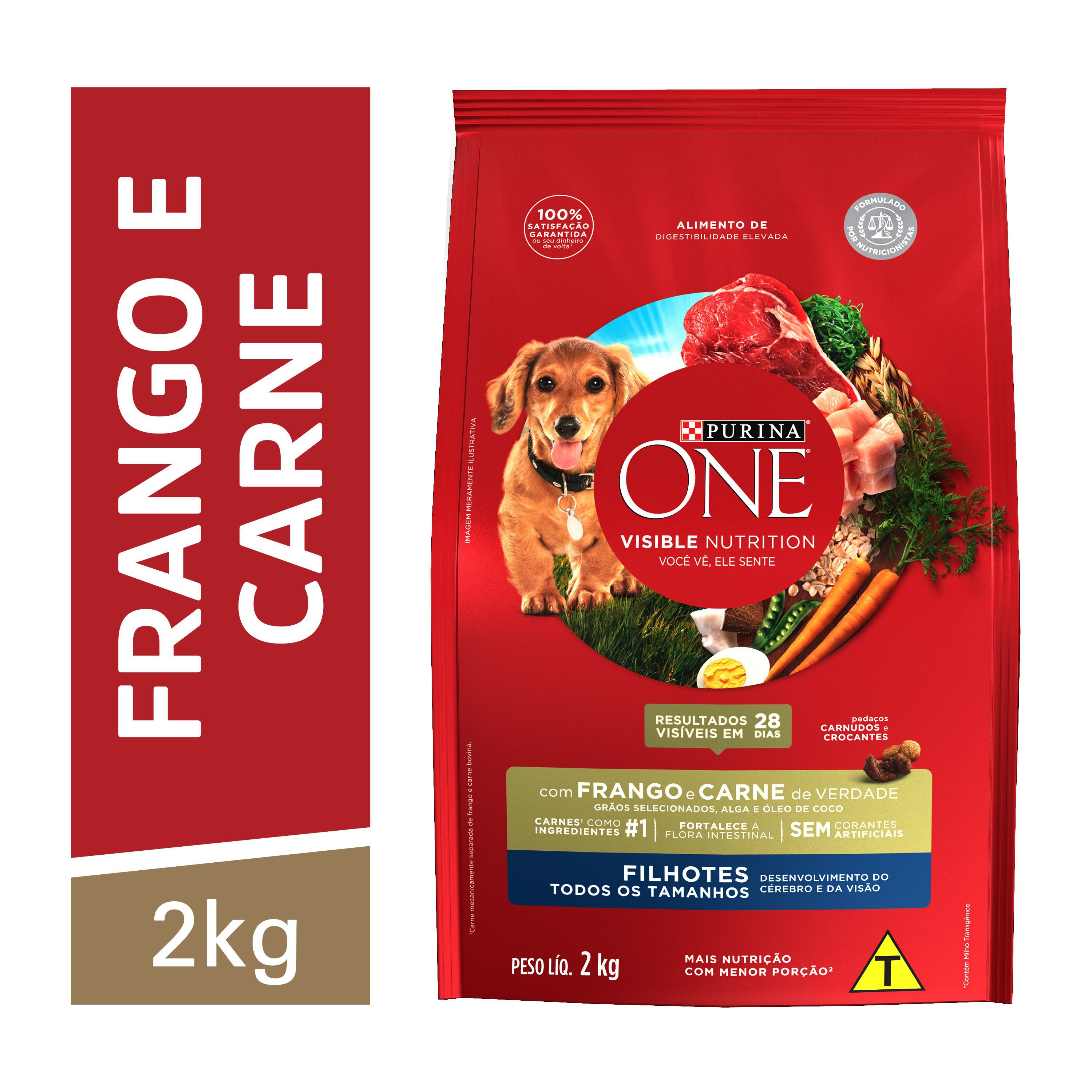 Racao Seca Purina One® Para Caes Filhotes Frango E Carne 2Kg