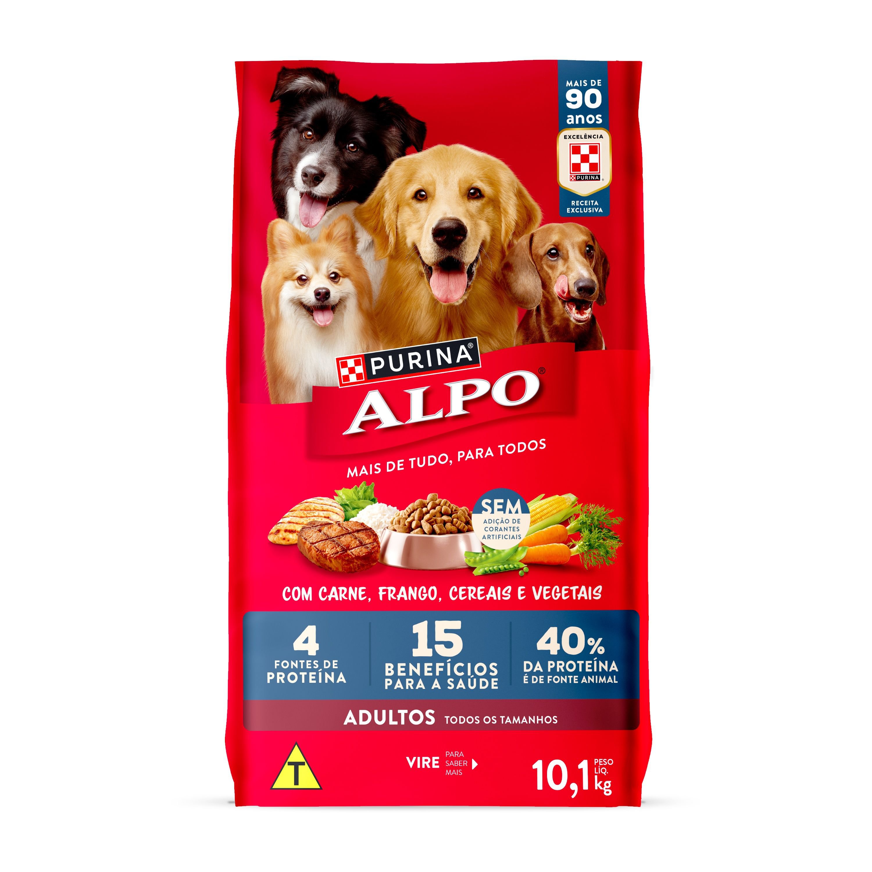 Racao Seca Purina® Alpo® Para Caes Adultos Carne, Frango, Cereais, Vegetais E Leite 10,1Kg