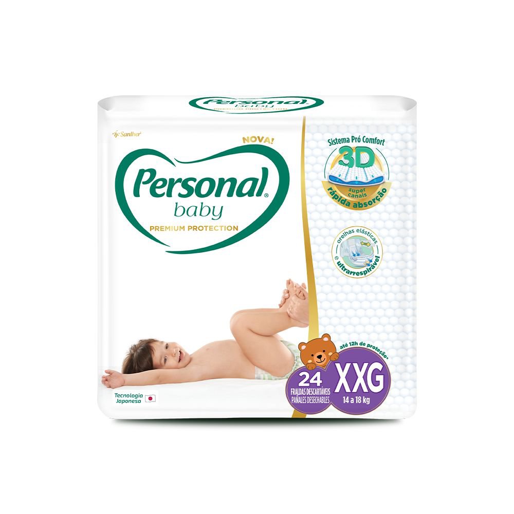 Fralda Personal Baby Premium Protection Super Extra Grande Xxg C/ 24 Un