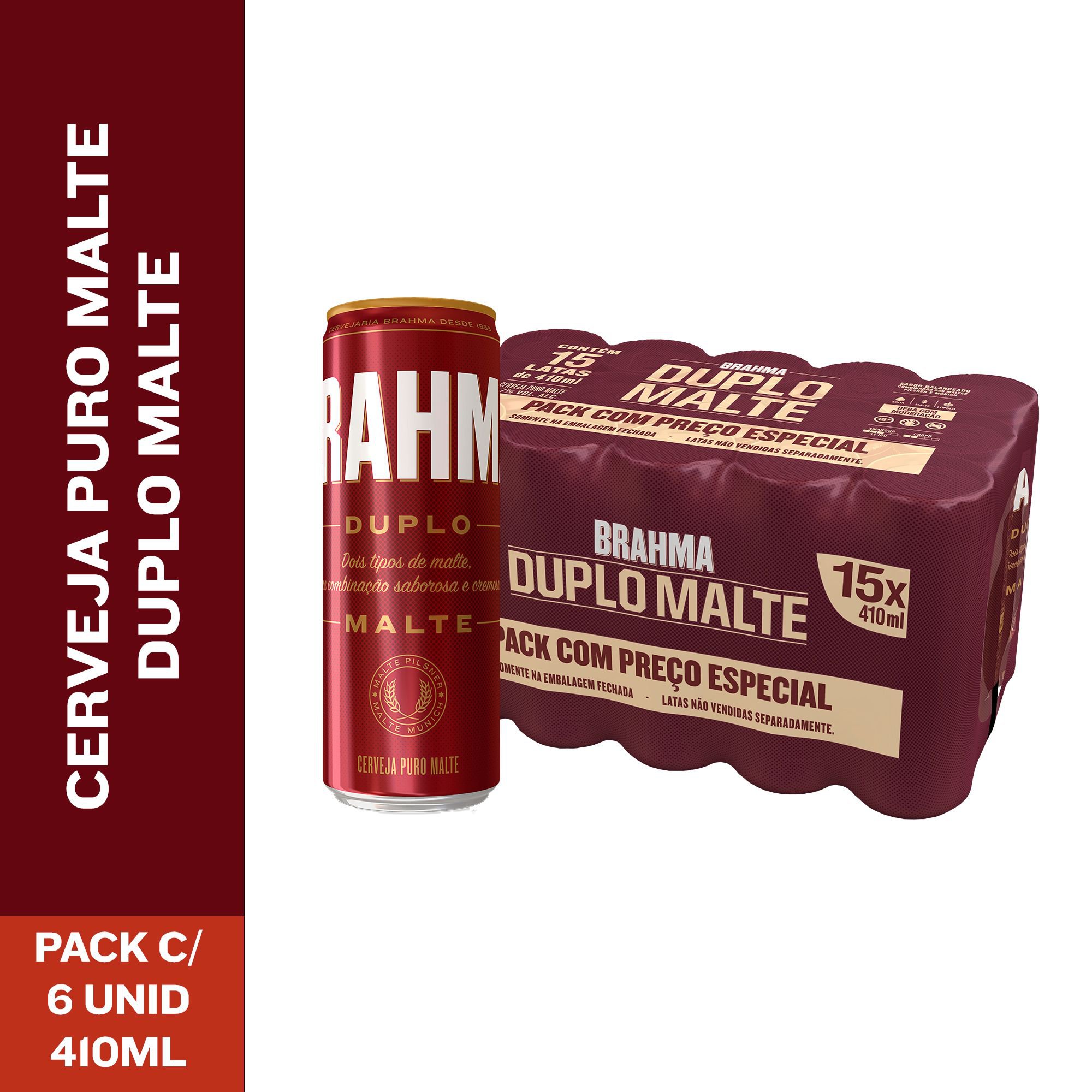 Cerveja Brahma Duplo Malte 410Ml Pack C/15