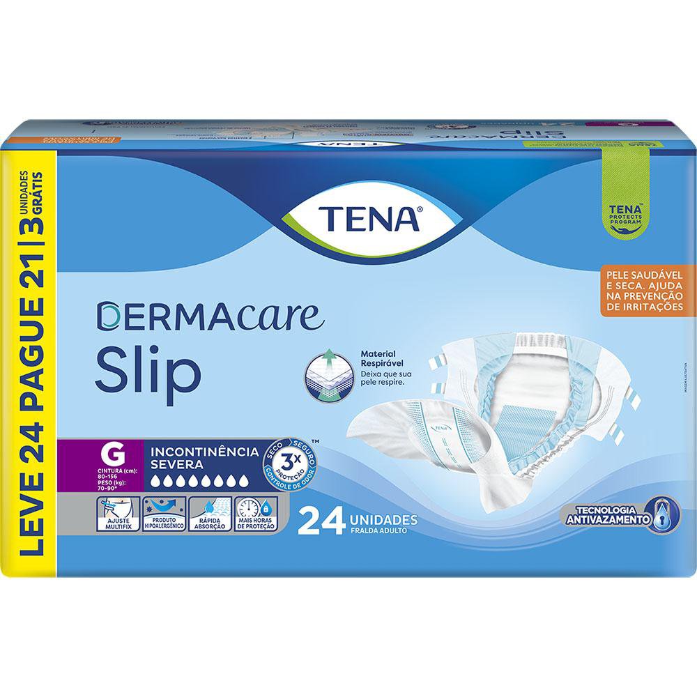 Fralda Adulto Tena Slip Dermacare G Leve 24 Pague 21 Un