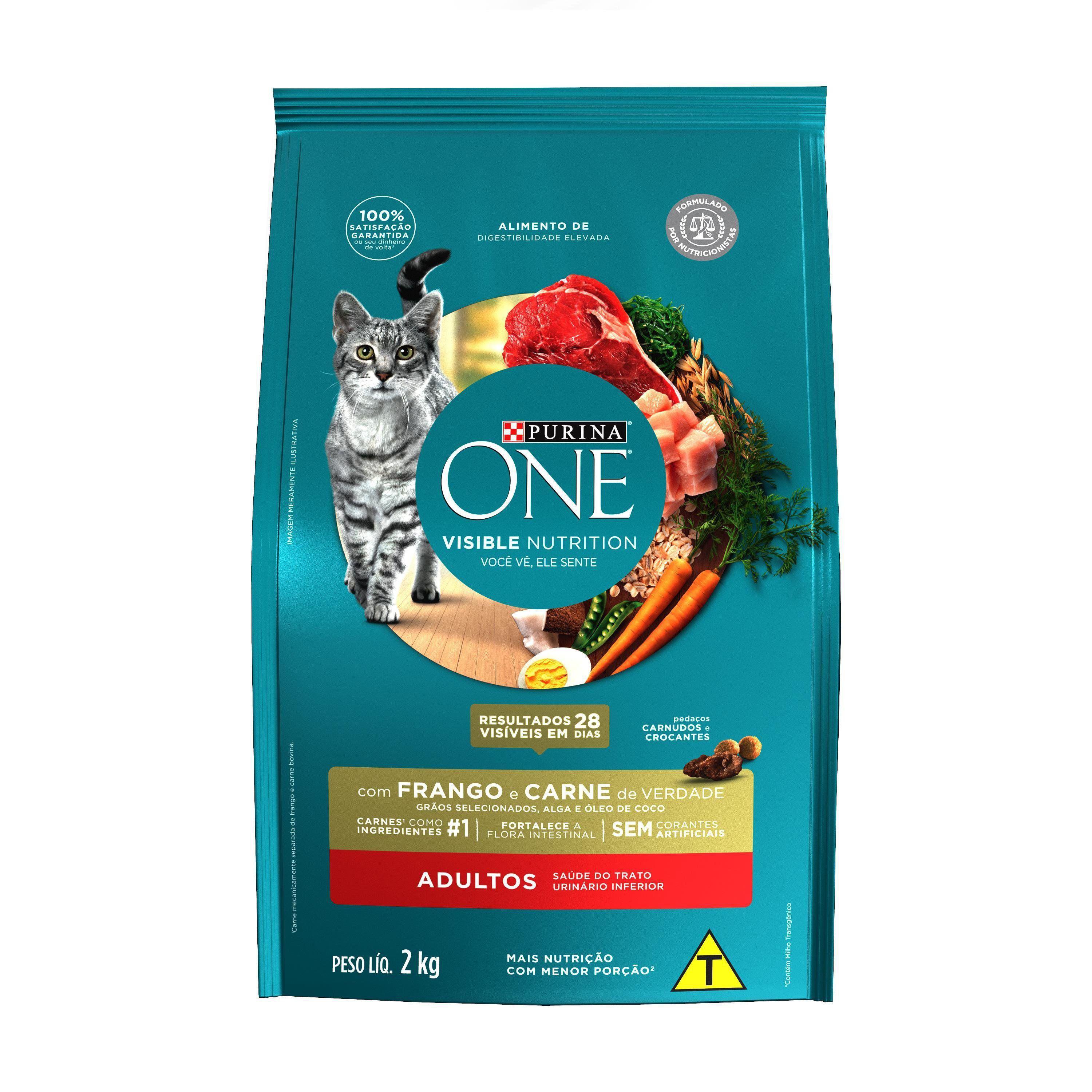 Racao Seca Purina One® Para Gatos Adultos Frango E Carne 2Kg