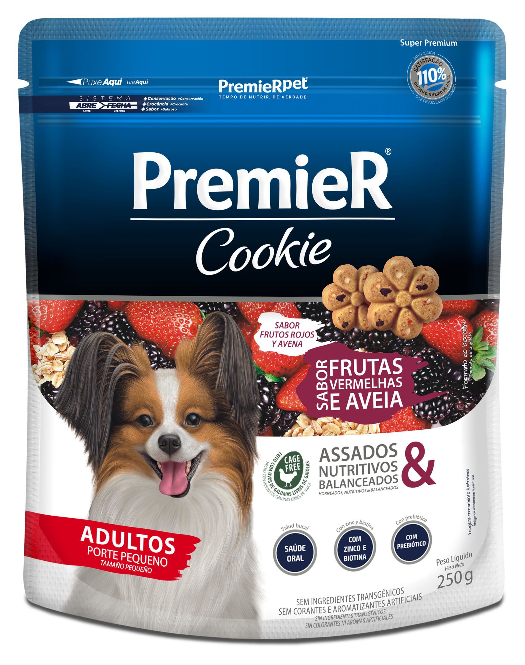 Premier Cookie Caes Adultos Racas Pequenas Frutas Vermelhas 250G