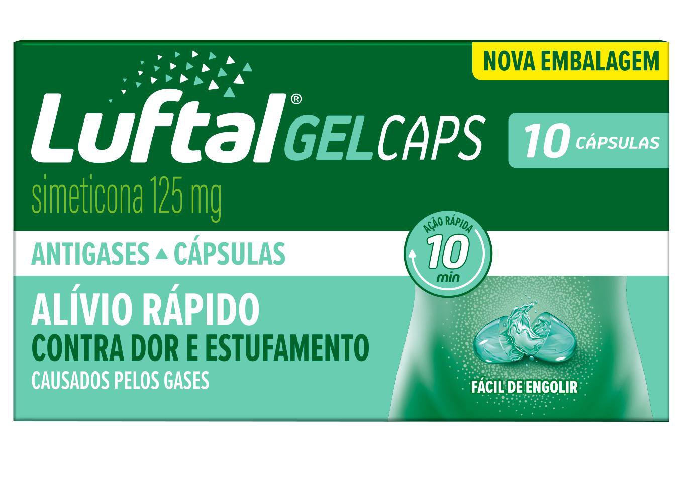Luftal Gel Caps Simeticona Antigases 125Mg - 10 Capsulas Gelatinosas