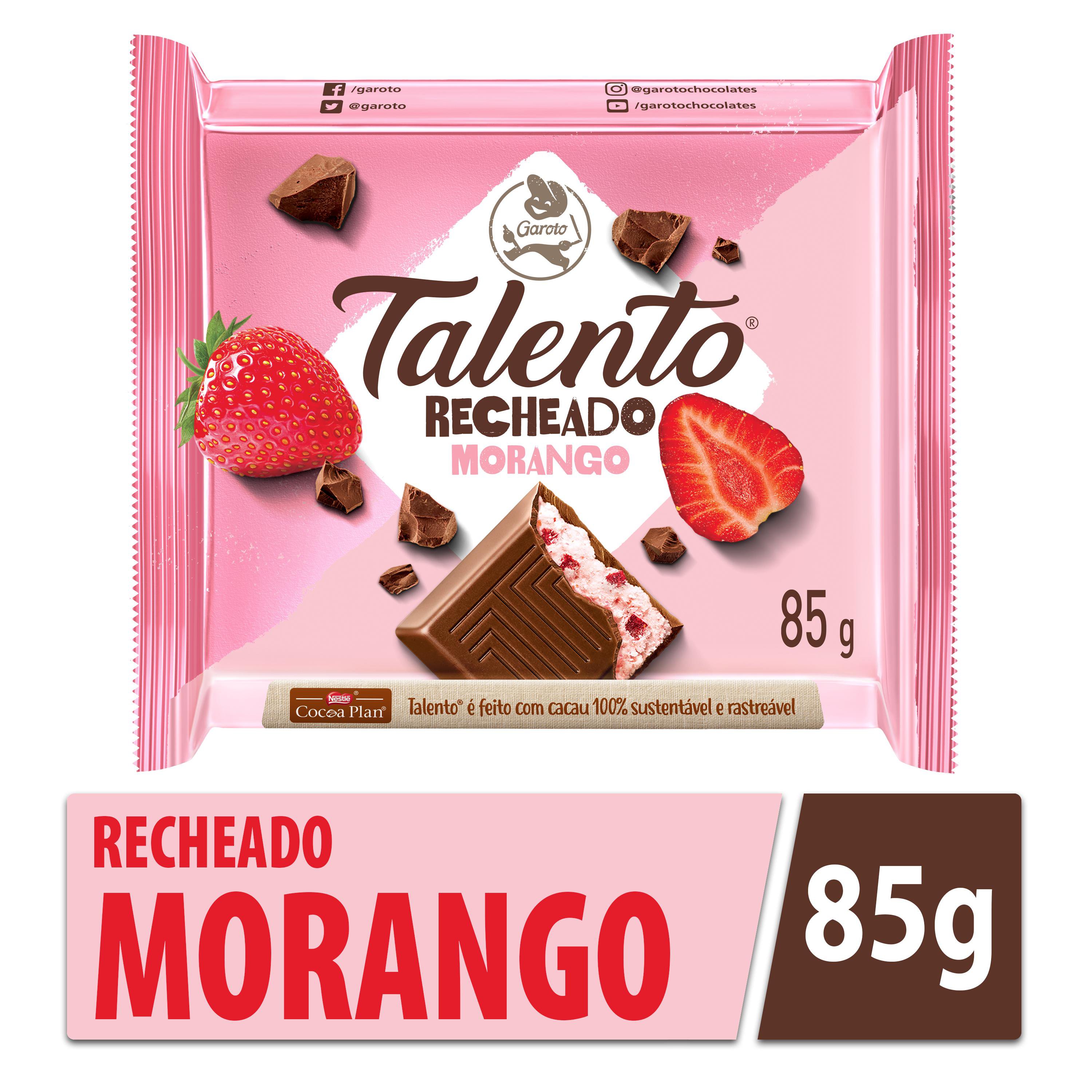 Choc Talento Tablete Recheado Morango 85G