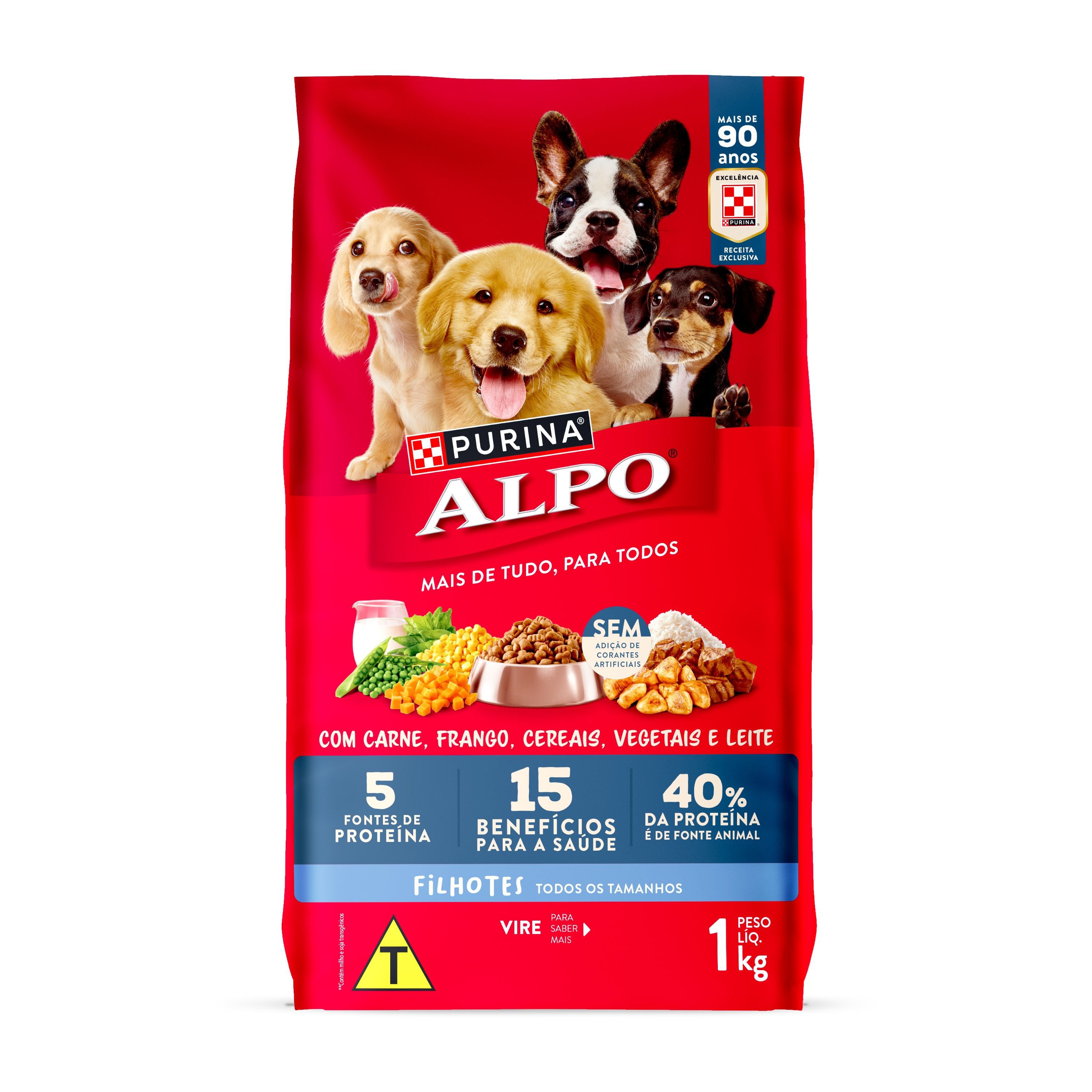Racao Seca Purina® Alpo® Para Caes Filhotes Carne, Frango, Cereais, Vegetais E Leite 1Kg