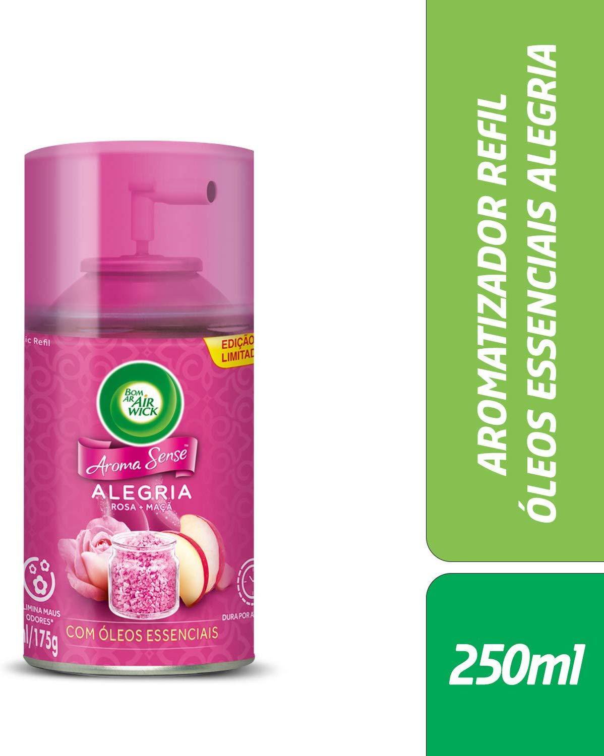 Aromatizador Ambiente Bom Ar Automatico Aerossol Freshmatic Aroma Sense Alegria Refil 250Ml