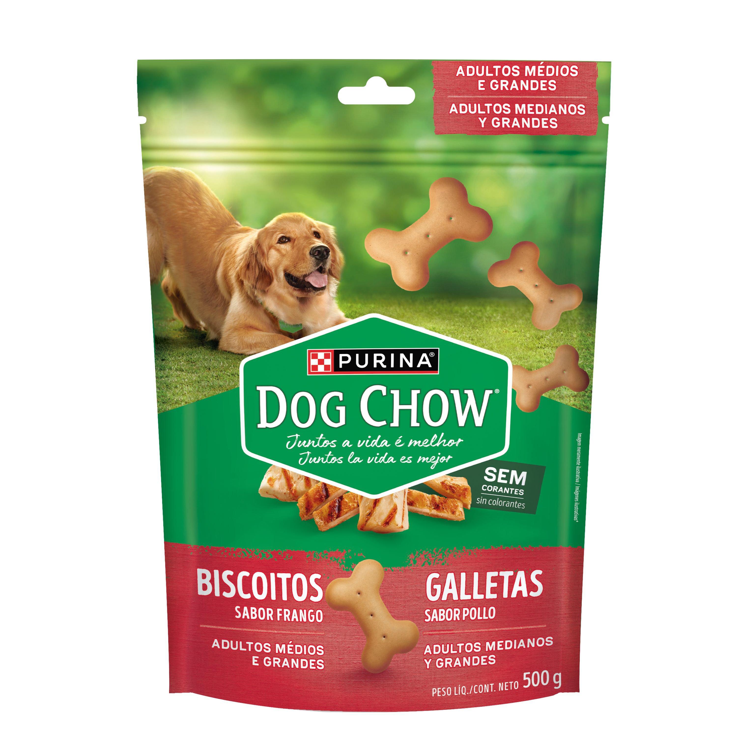 Biscoitos Purina® Dog Chow® Para Caes Medios E Grandes Frango 500G