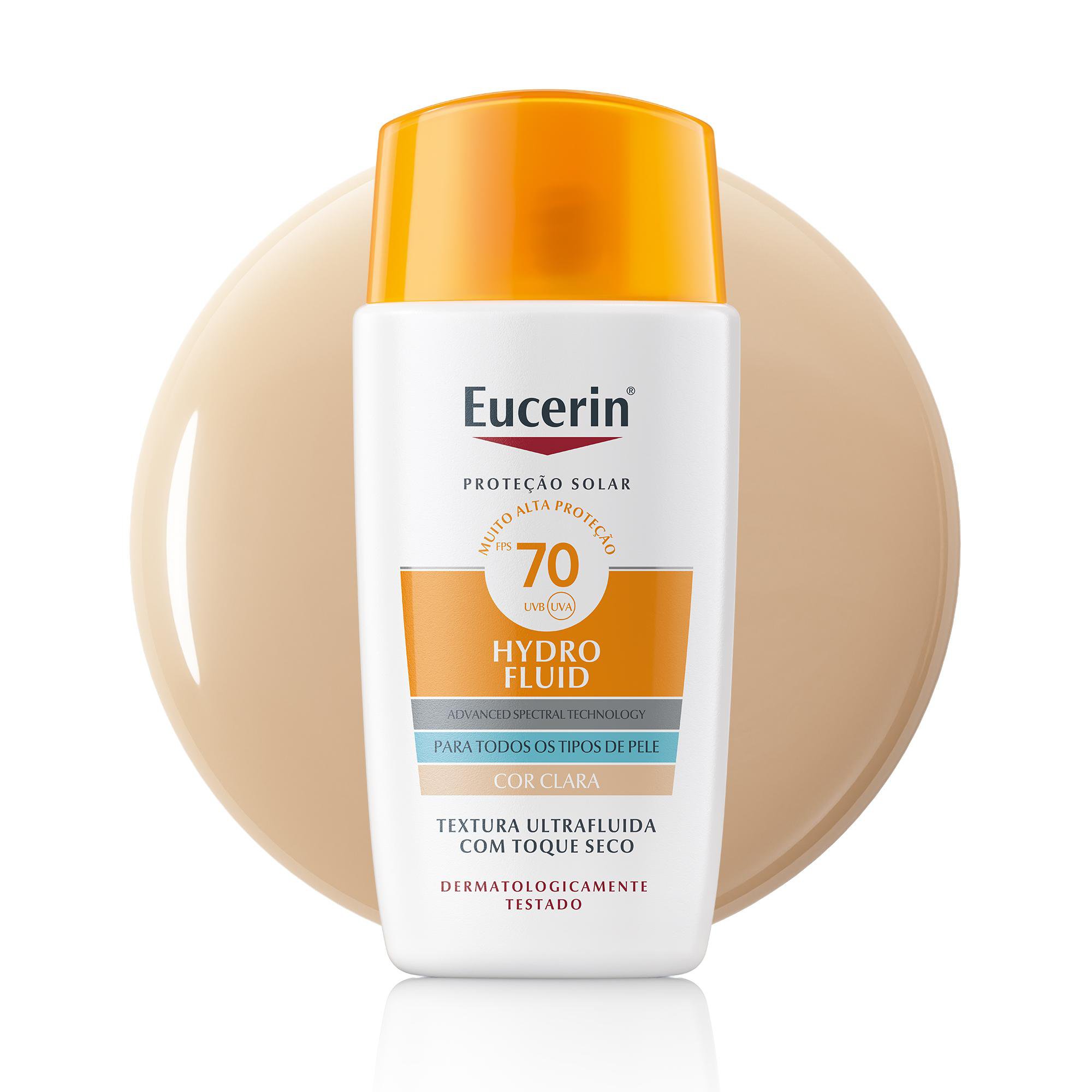 Eucerin Sun Protetor Solar Facial Hydro Fluid Cor Clara Fps 70 50Ml