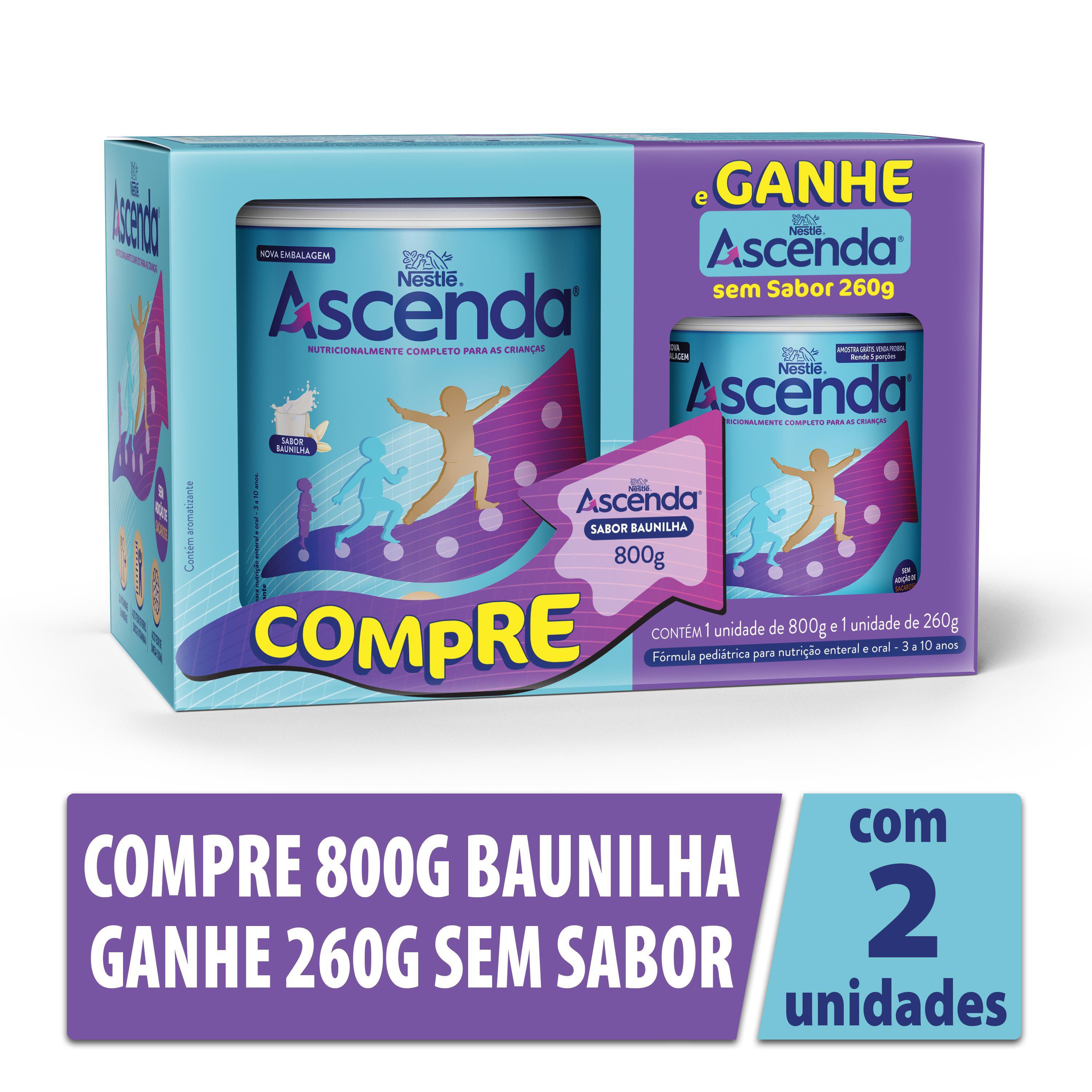 Pack Promo Compre Ascenda Baunilha 800G E Ganhe Ascenda Sem Sabor 260G