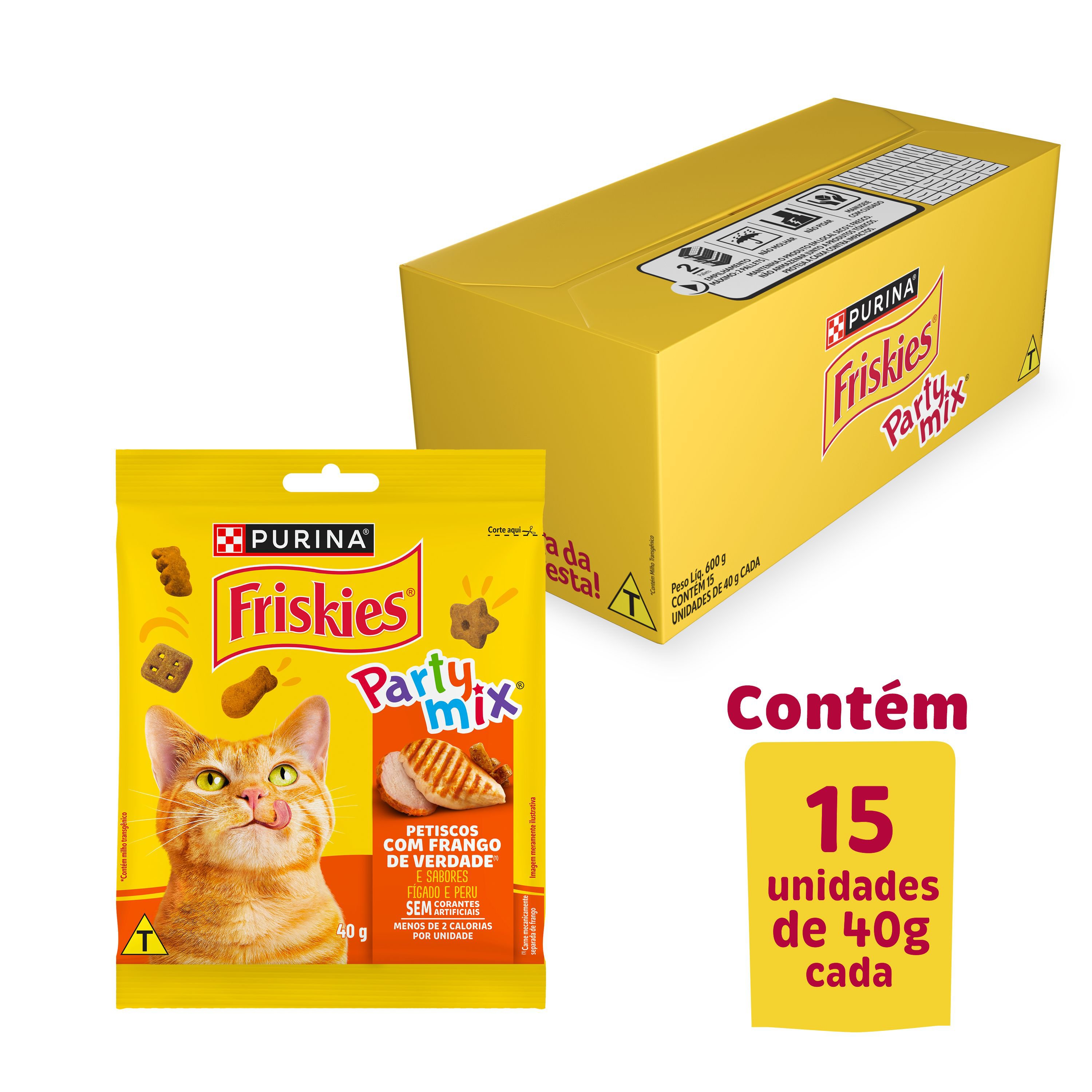Petiscos Purina Friskies® Party Mix ® Para Gatos Adultos Frango 40G - 15 Un