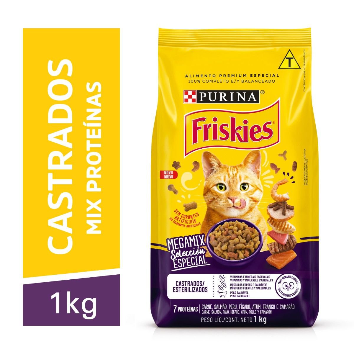 Racao Seca Purina Friskies® Megamix Para Gatos Castrados 1Kg