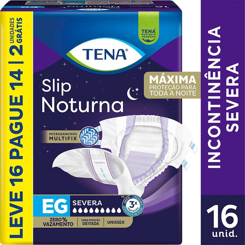 Fralda Geriatrica Tena Slip Noturna Eg Leve 16 Pague 14 Un