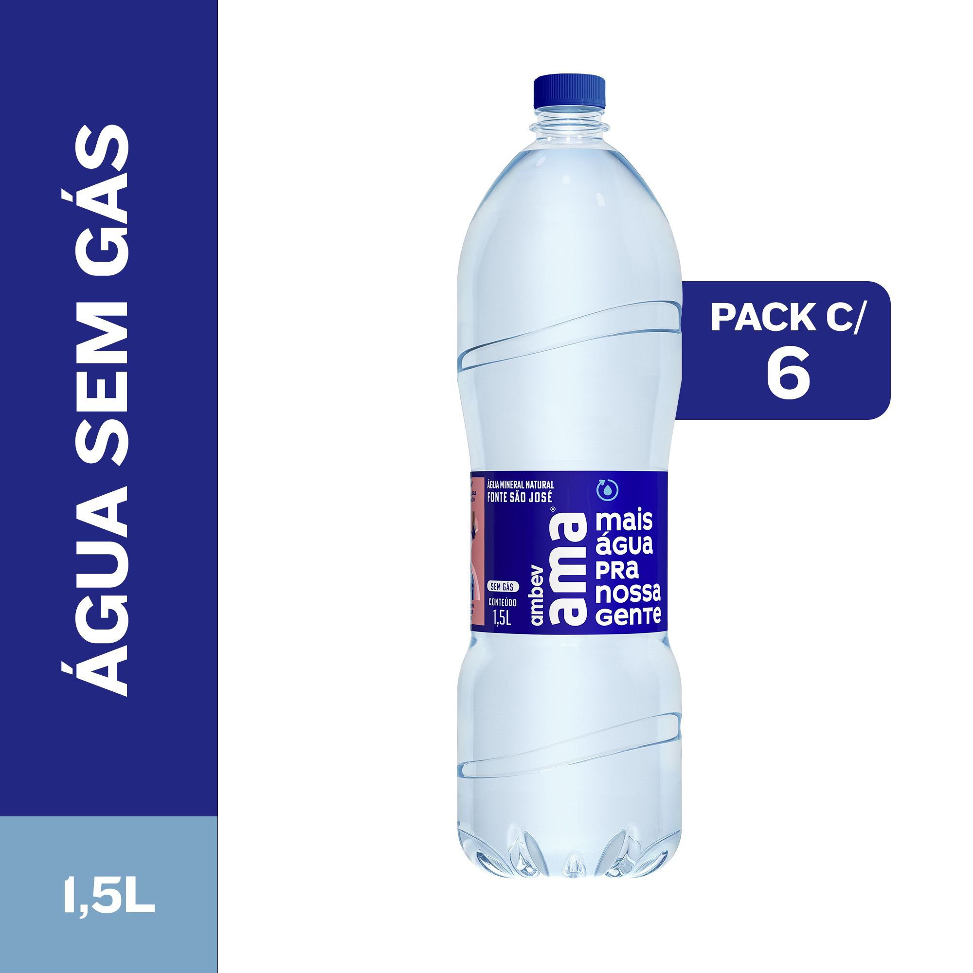 Agua Mineral Ama Sem Gas 1,5L Garrafa Pet Pack C/6  🔥🔥
