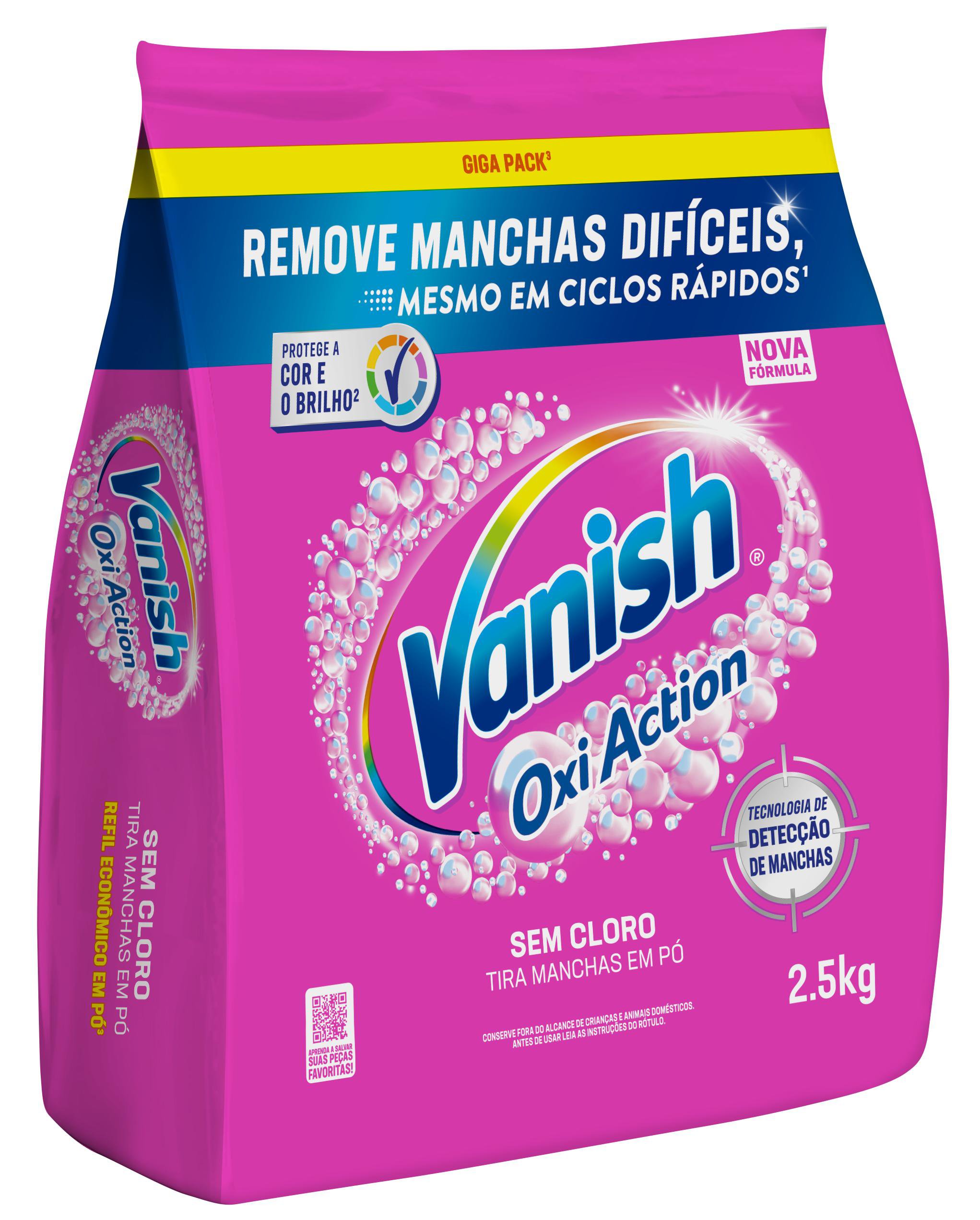 Tira Manchas Vanish Em Po Oxi Action Para Roupas Coloridas Refil Economico 2,5Kg