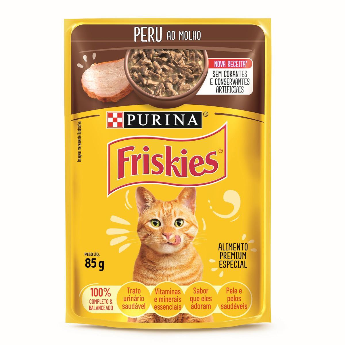 Racao Umida Purina Friskies® Para Gatos Adultos Peru Ao Molho 85G - C/ 15 Un