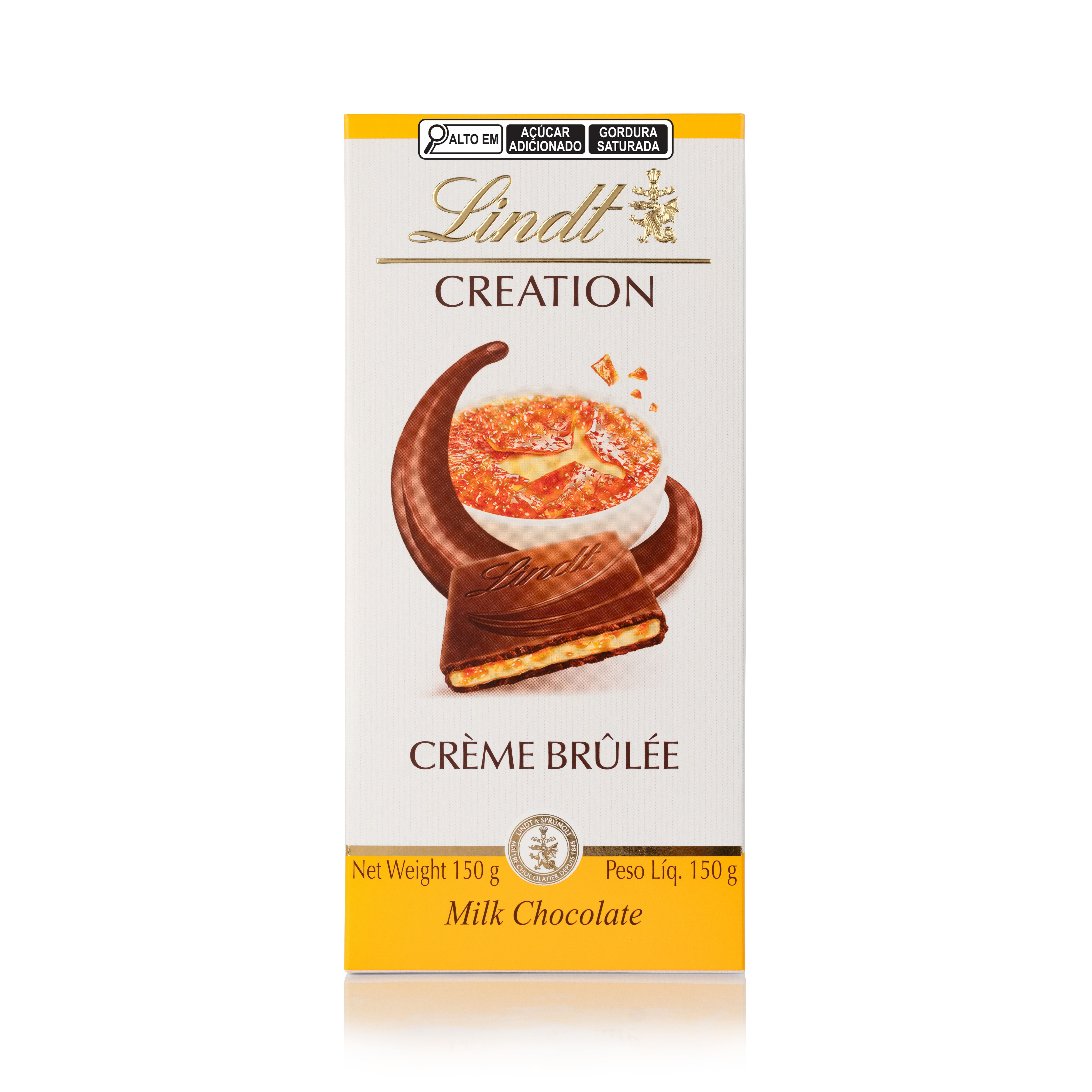 Choc Lindt Creation Recheio Creme Brulee Barra 150G