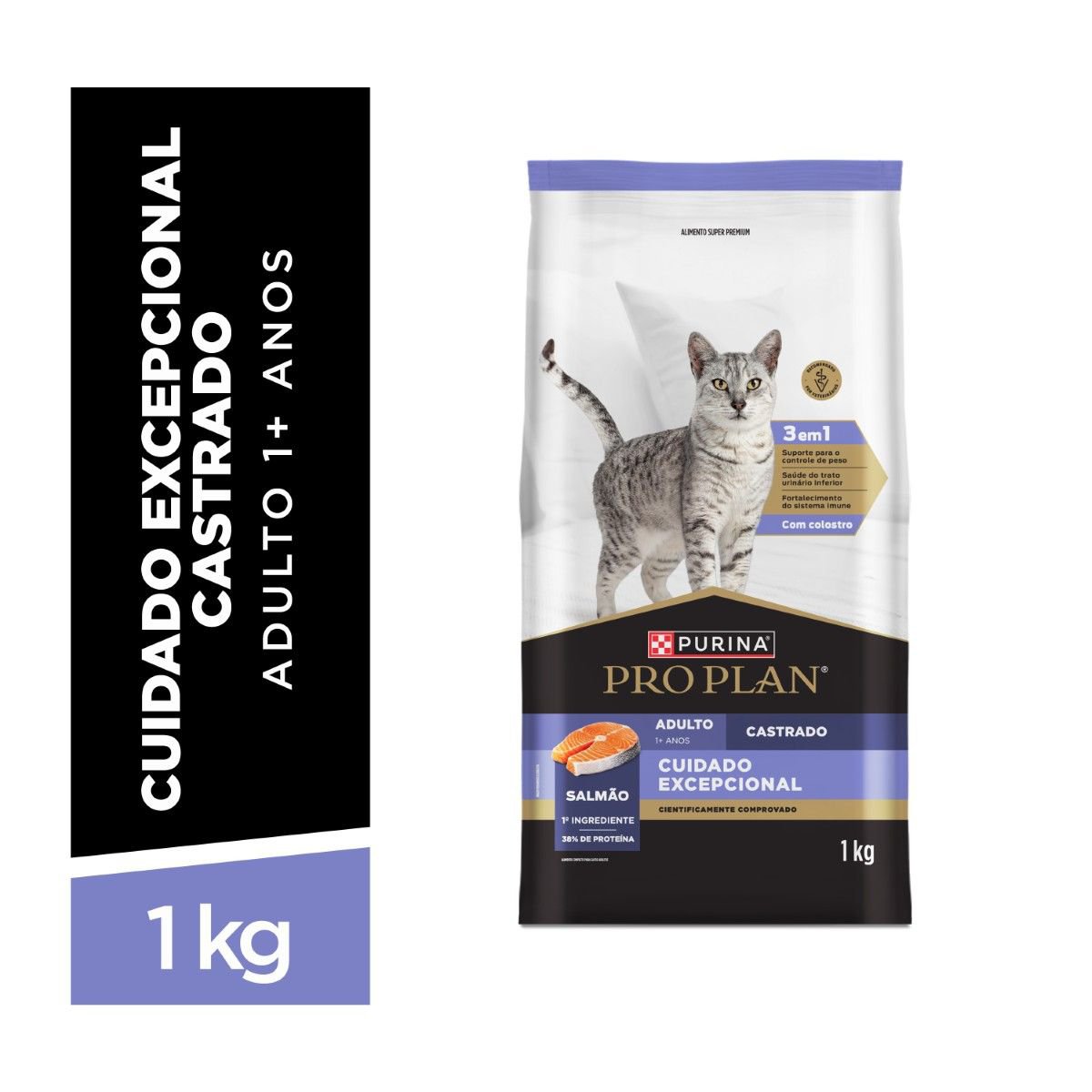 Racao Seca Purina Pro Plan Cuidado Excepcional Para Gatos Castrados Sabor Salmao 1Kg  🔥🔥