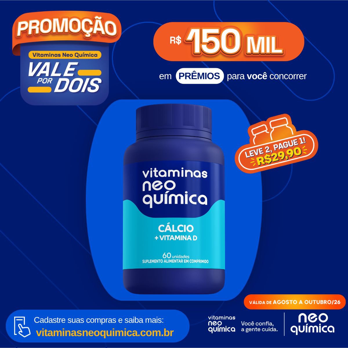 Vitamina Calcio + Vitamina D 60 Comprimidos - Neo Quimica