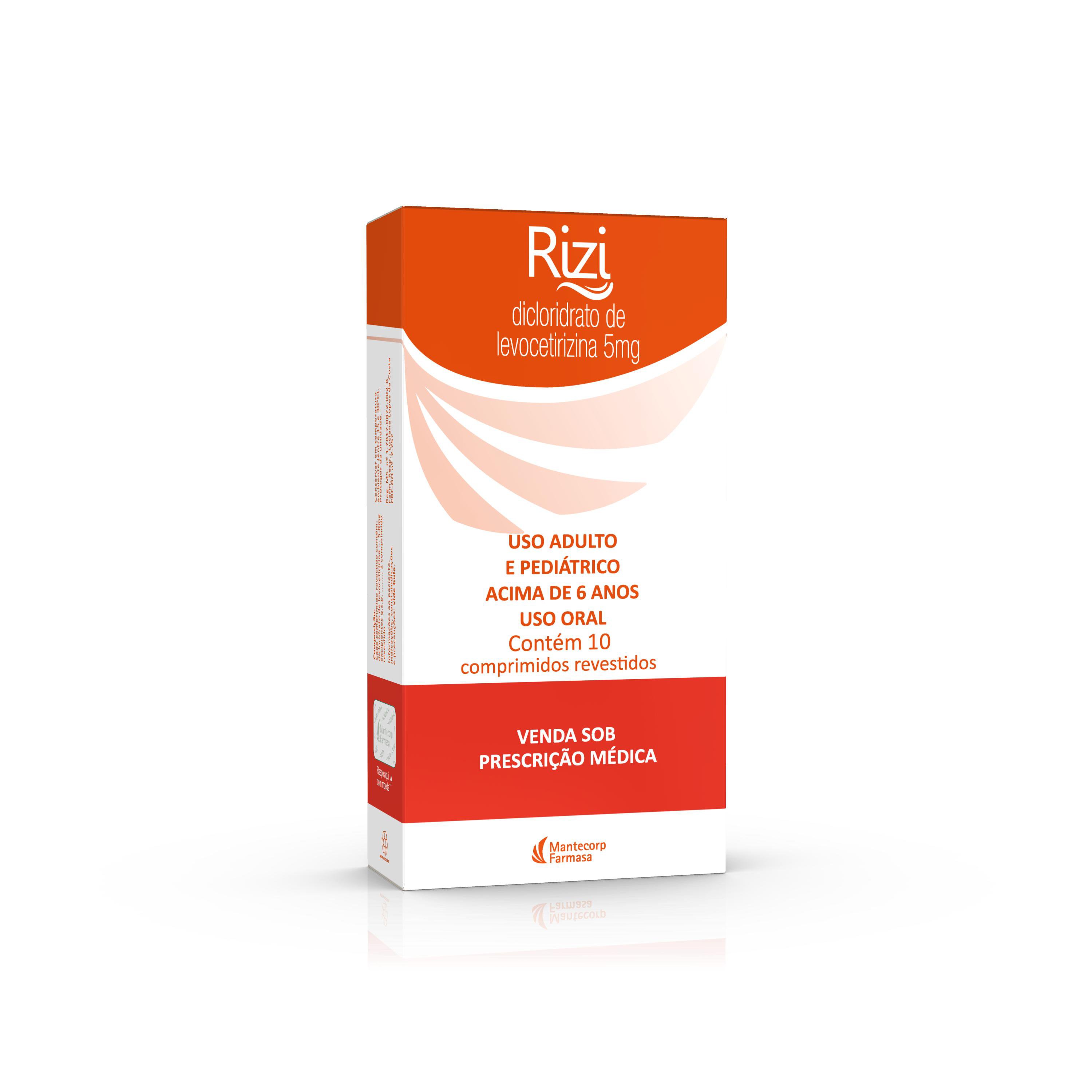 Rizi 5Mg-Dicloridrato Levocetirizina 10 Comprimidos