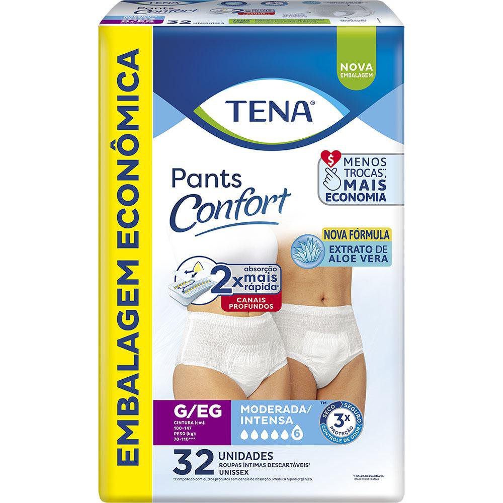 Roupa Intima Descartavel Tena Pants Confort G/Eg 32 Un Emb Economica