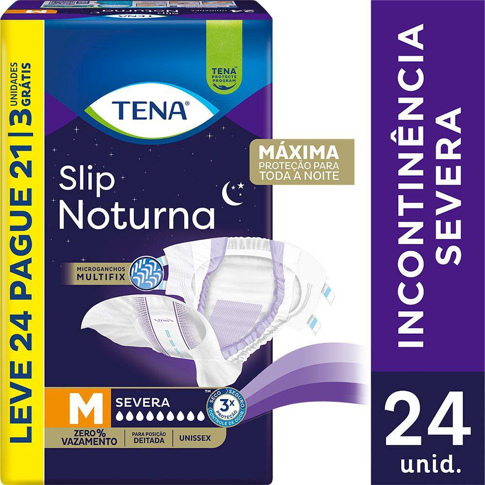 Fralda Adulto Tena Slip Noturna M Leve 24 Pague 21 Un