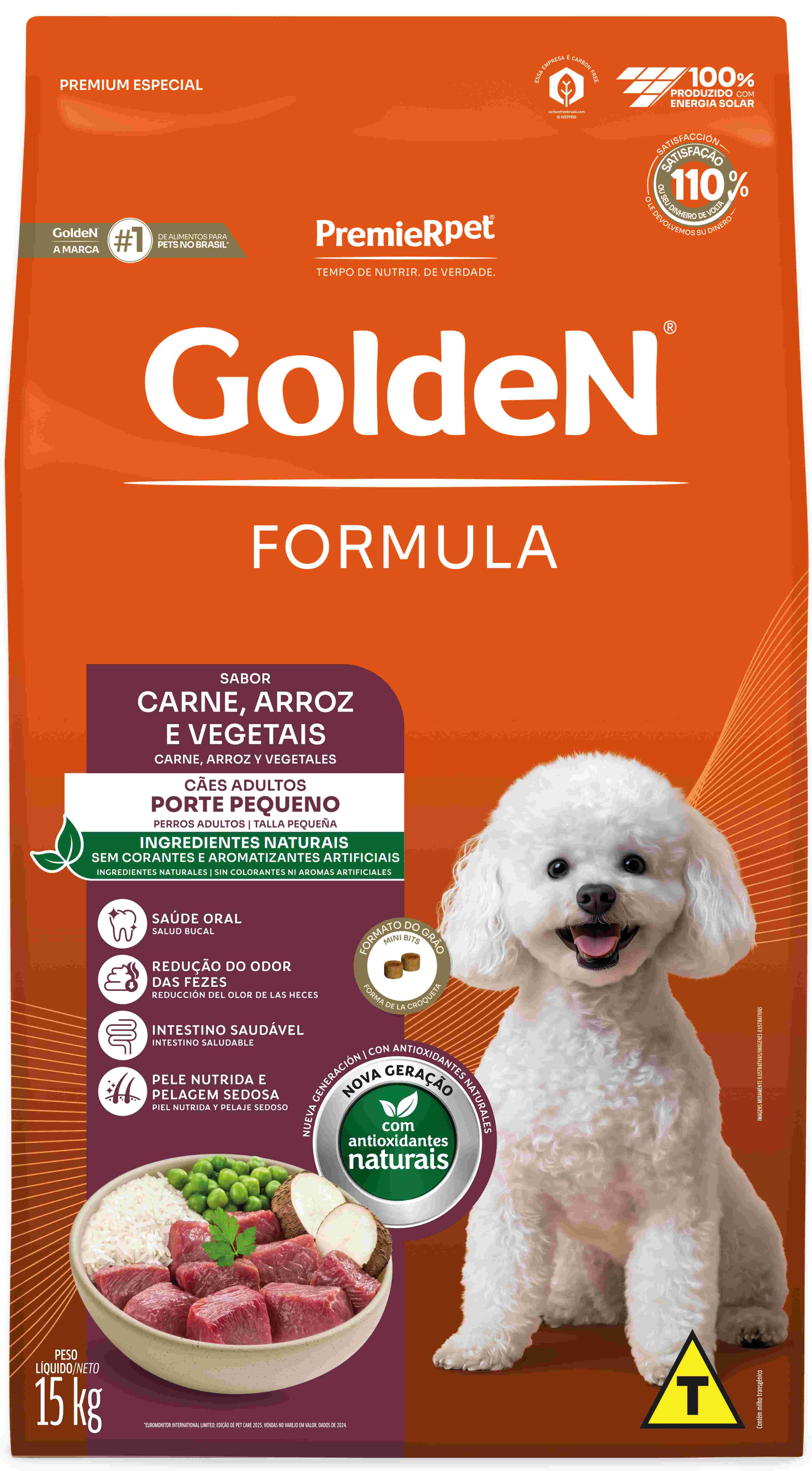 Golden Formula Caes Adultos Porte Pequeno Carne E Arroz Mini Bits 15Kg