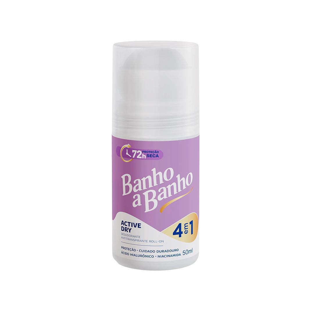 Desodorante Antitranspirante Roll-On Feminino Banho A Banho: Active Dry 50Ml